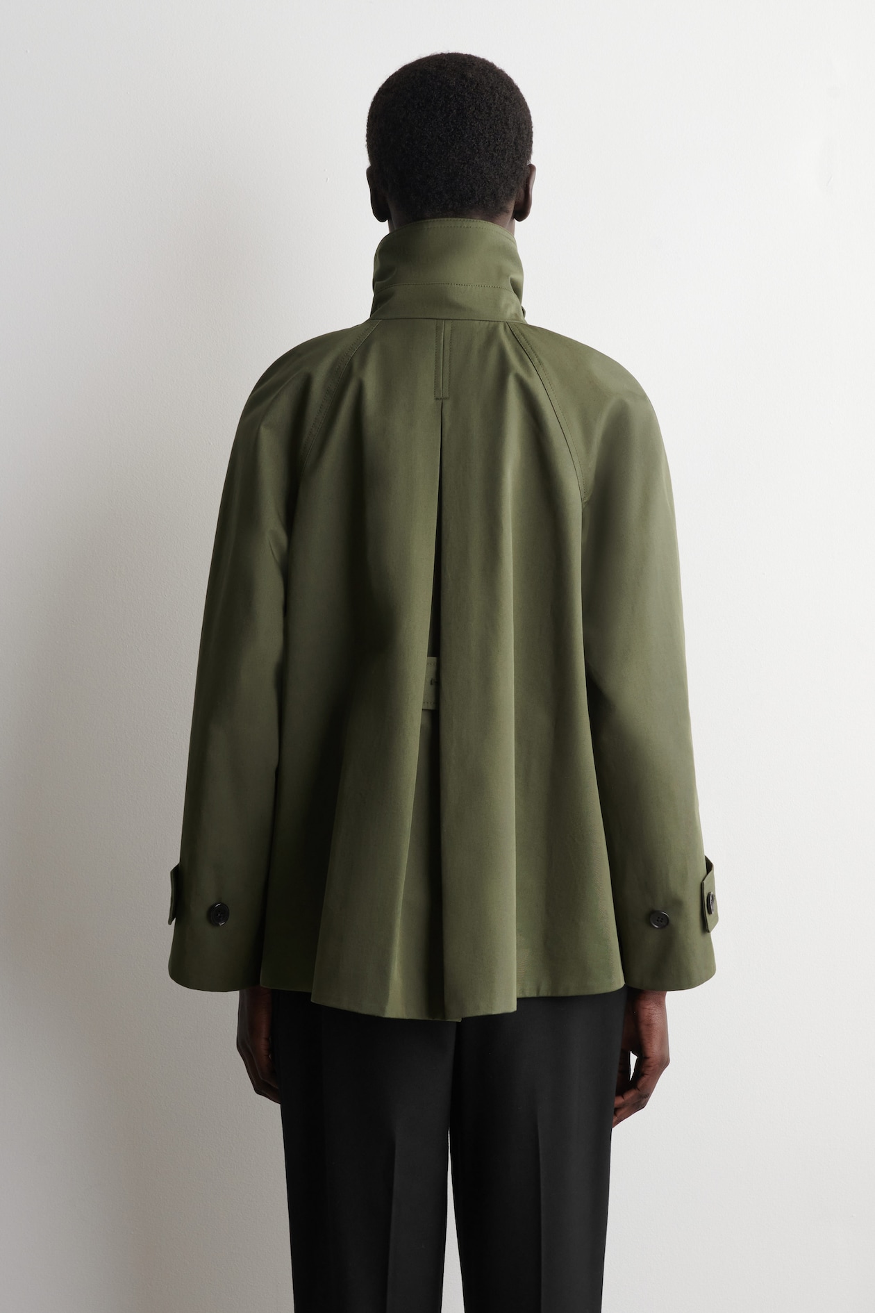 A-LINE COTTON-TWILL JACKET — KHAKI