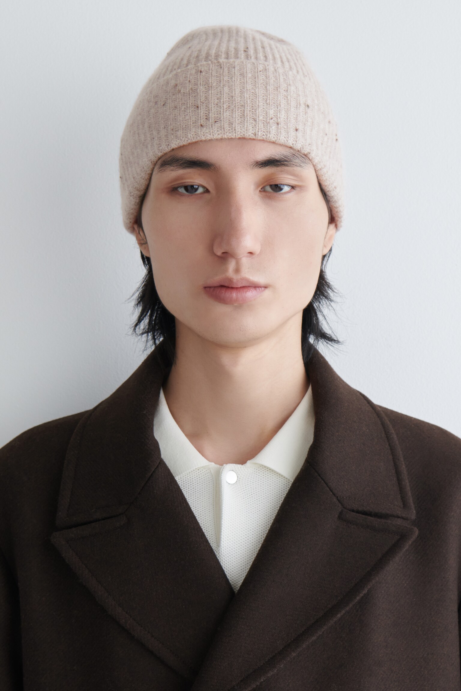 BONNET EN LAINE-CACHEMIRE - BEIGE CHINÉ/BLEU MARINE/BORDEAUX CHINÉ - 4