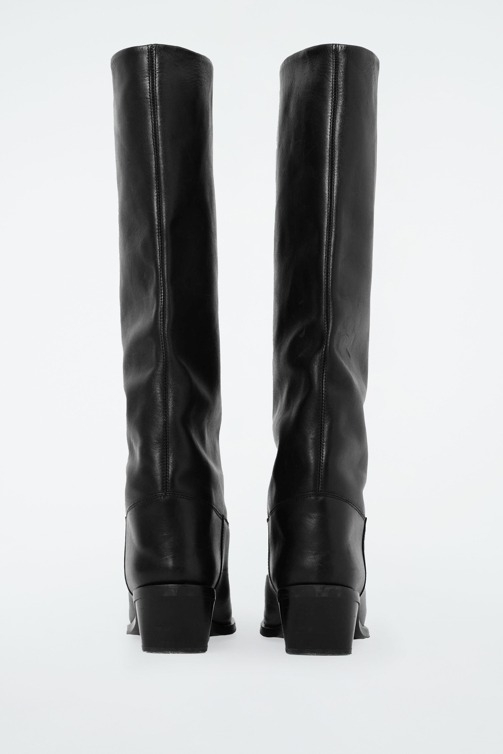 KNEE-HIGH LEATHER COWBOY BOOTS - BLACK | COS