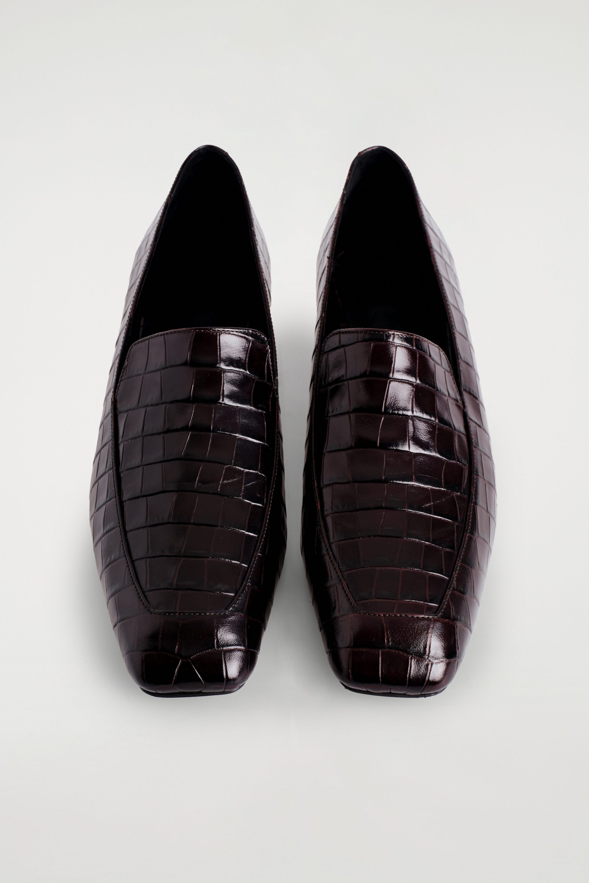 CROC-EFFECT LEATHER HEELED LOAFERS - BROWN | COS US