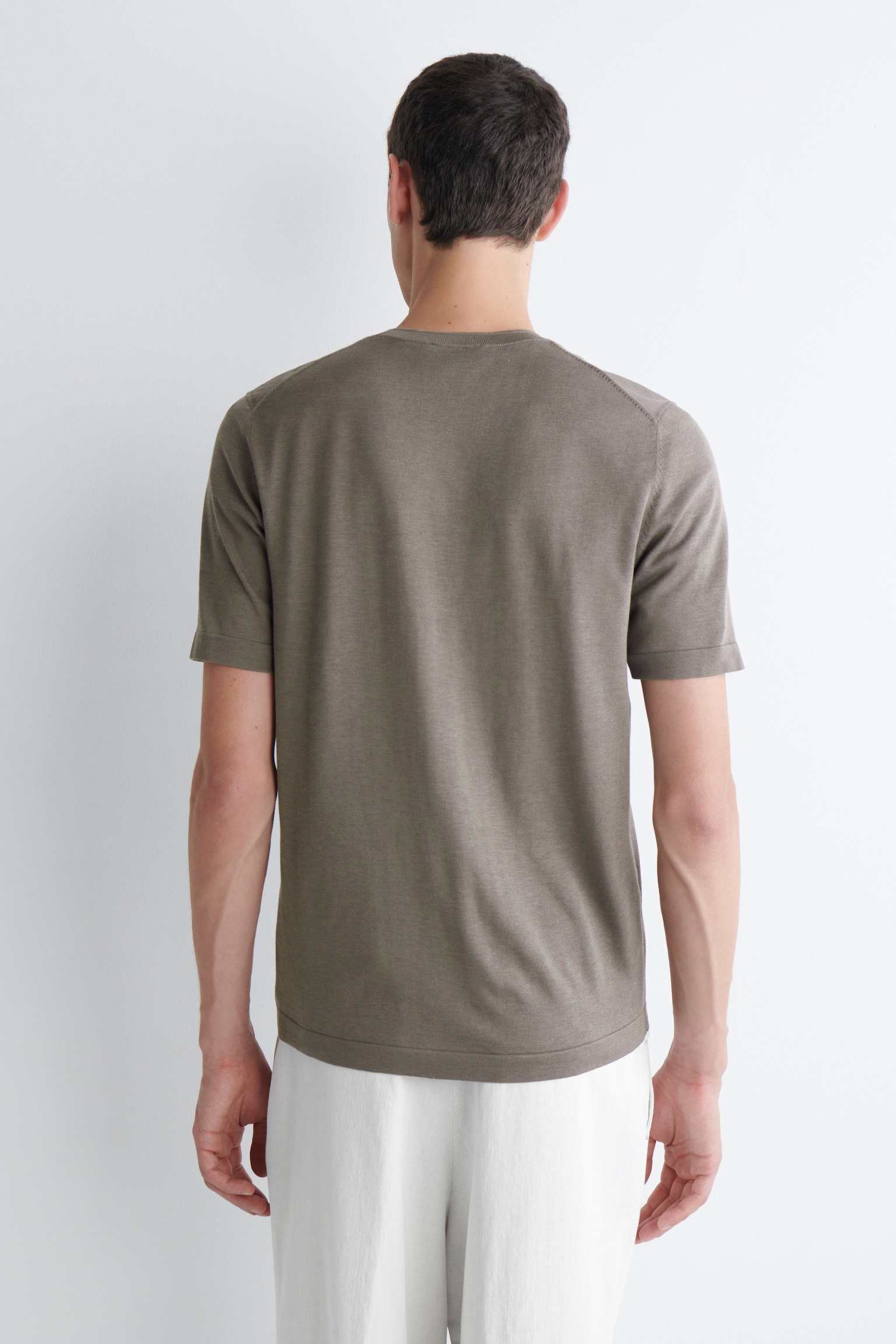 CAMISETA PUNTO DE SEDA SLIM FIT - BEIGE GRISÁCEO/AZUL - 3