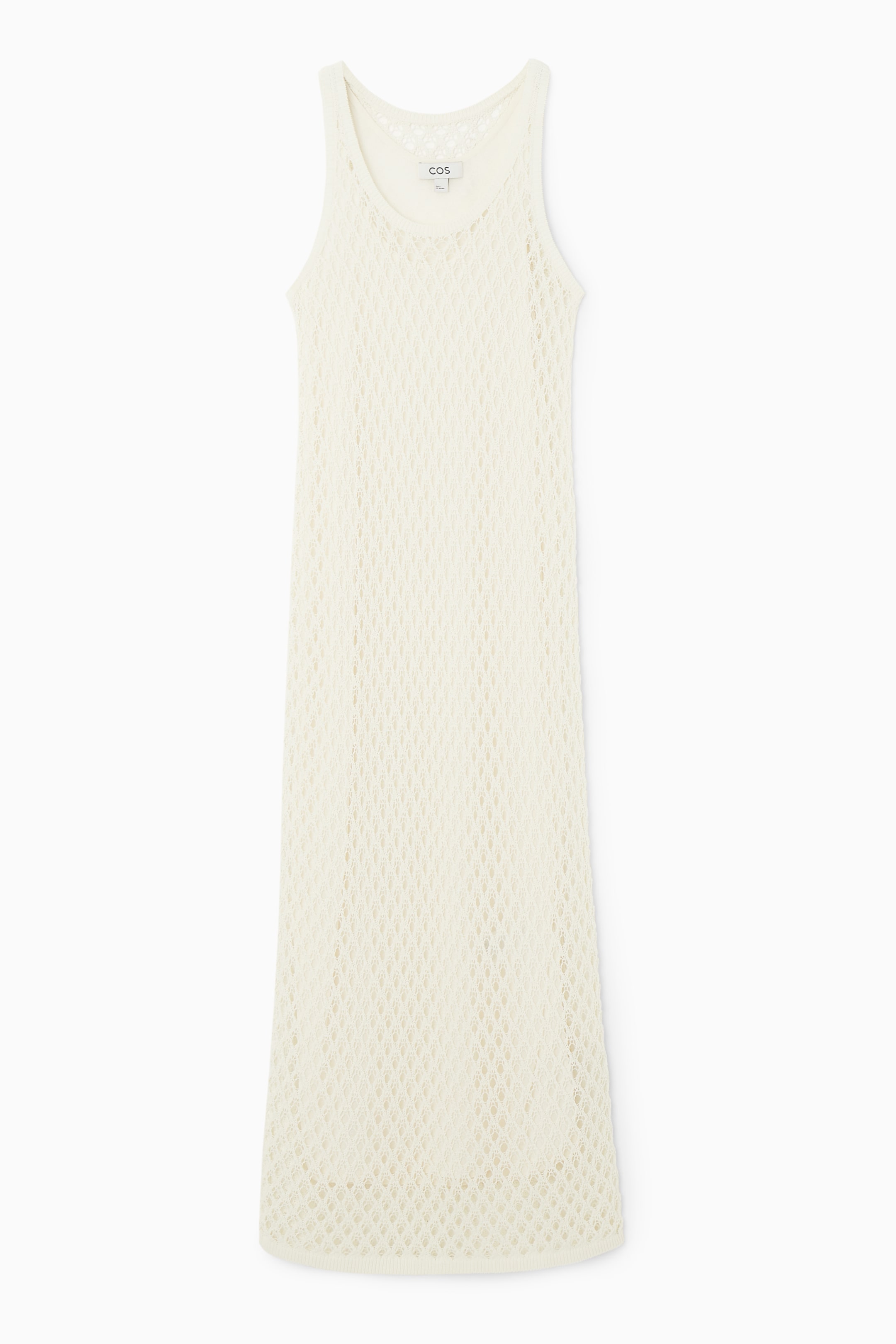 Grösseres Bild ansehen: ÄRMELLOSES MIDIKLEID MIT LOCHSTRICKMUSTER - CREME - DAMEN | H&M CH 1
