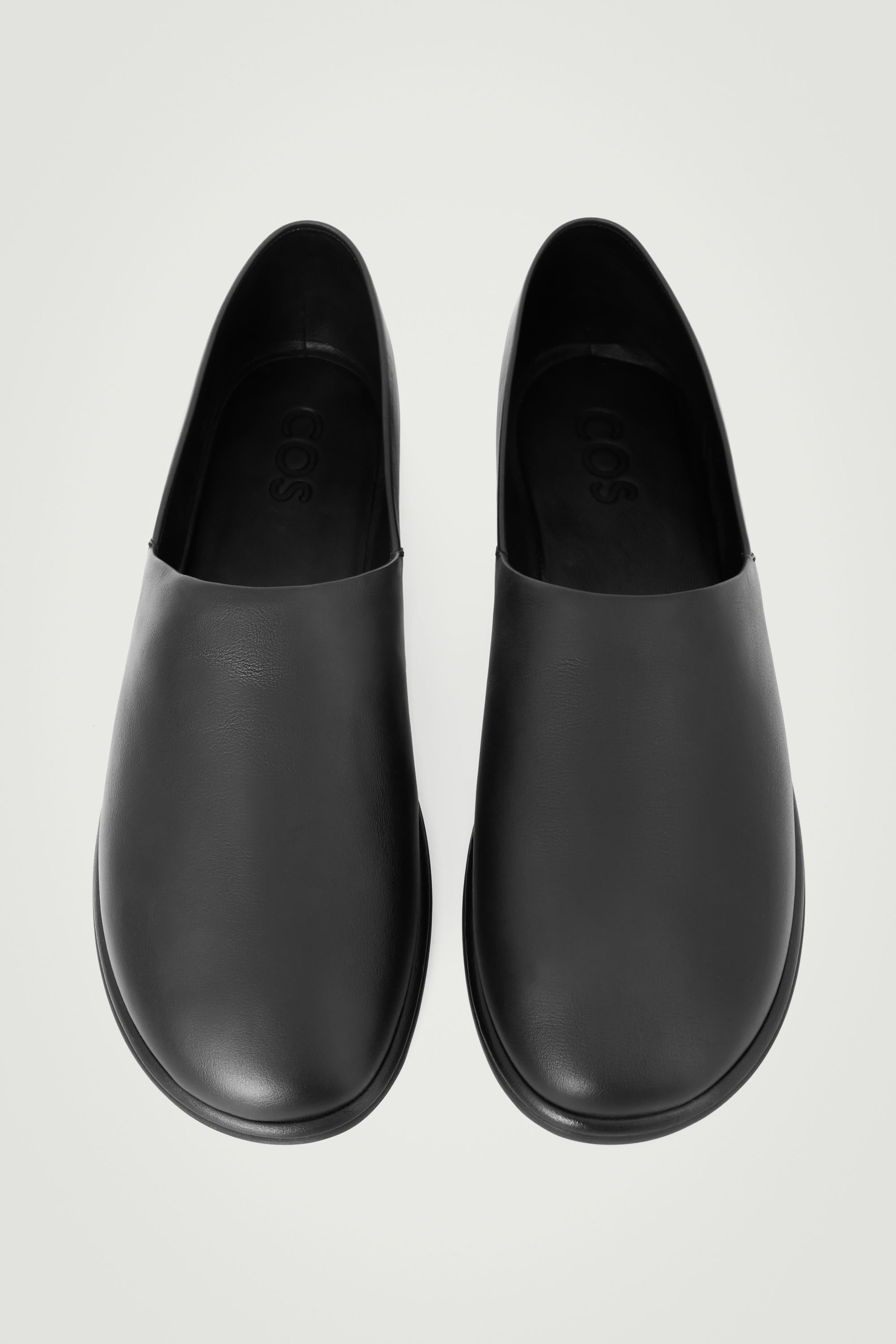 black leather slip on shoes