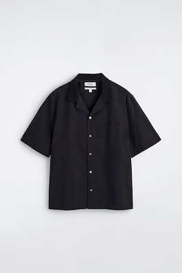 CAMP-COLLAR COTTON SHIRT — BLACK 7
