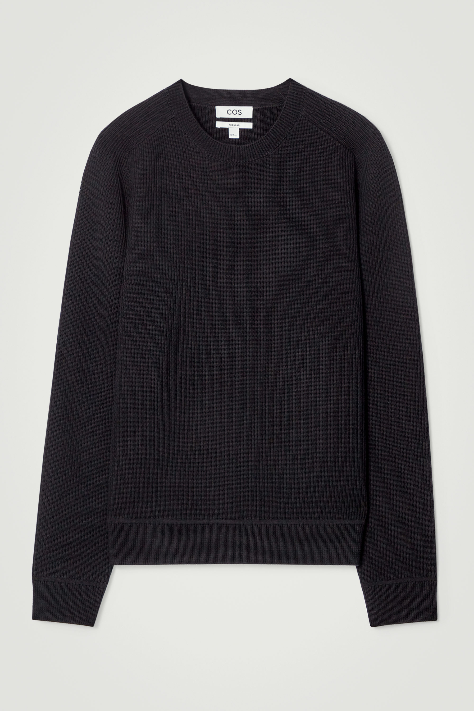 RIBBED MERINO WOOL JUMPER - BLACK | COS
