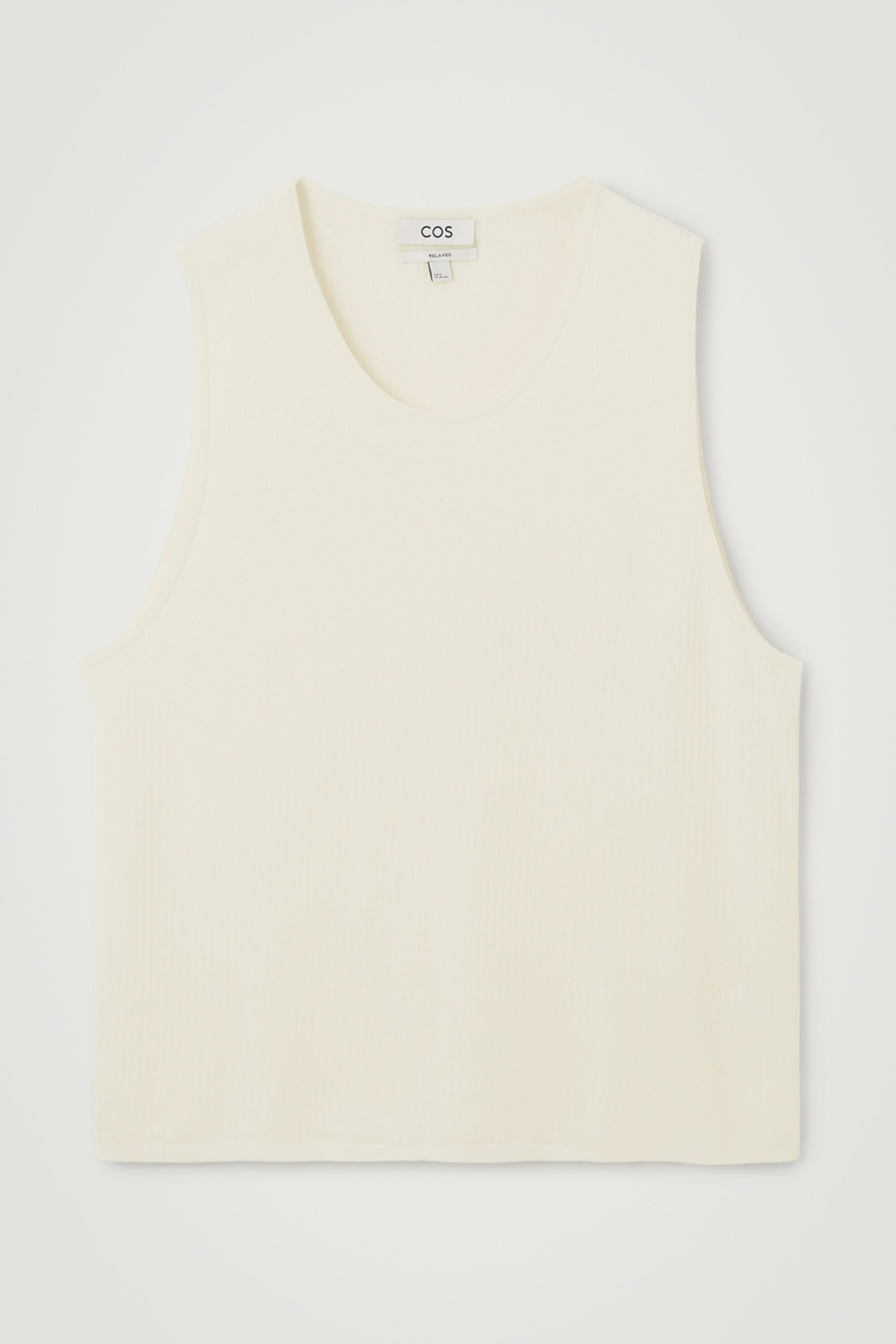 RIBBED-KNIT CREW-NECK TANK TOP - OFF-WHITE | COS