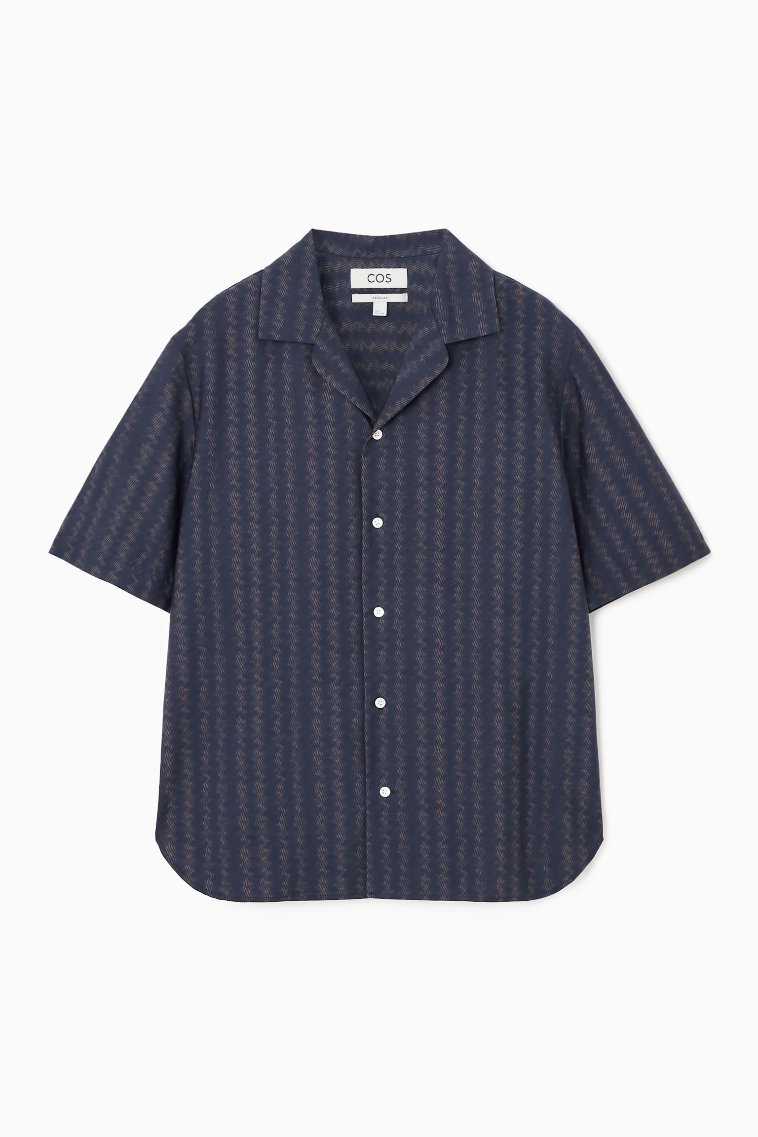RELAXED ZIGZAG STRIPE COTTON SHIRT - NAVY BLUE