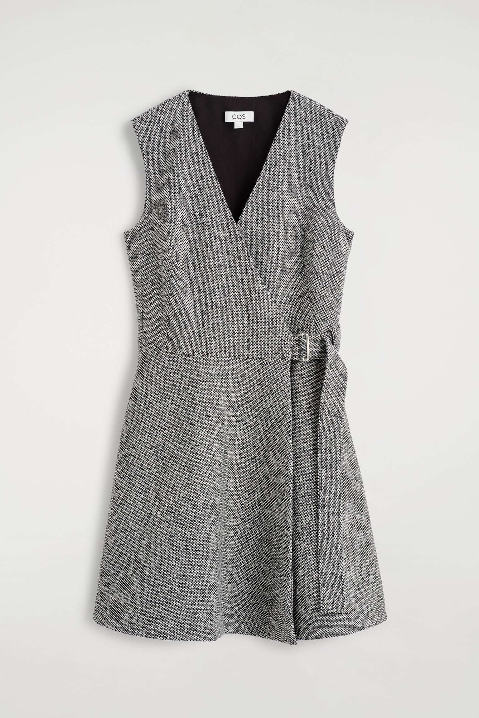 VESTIDO CORTO CRUZADO DE TWEED - GRIS - 2