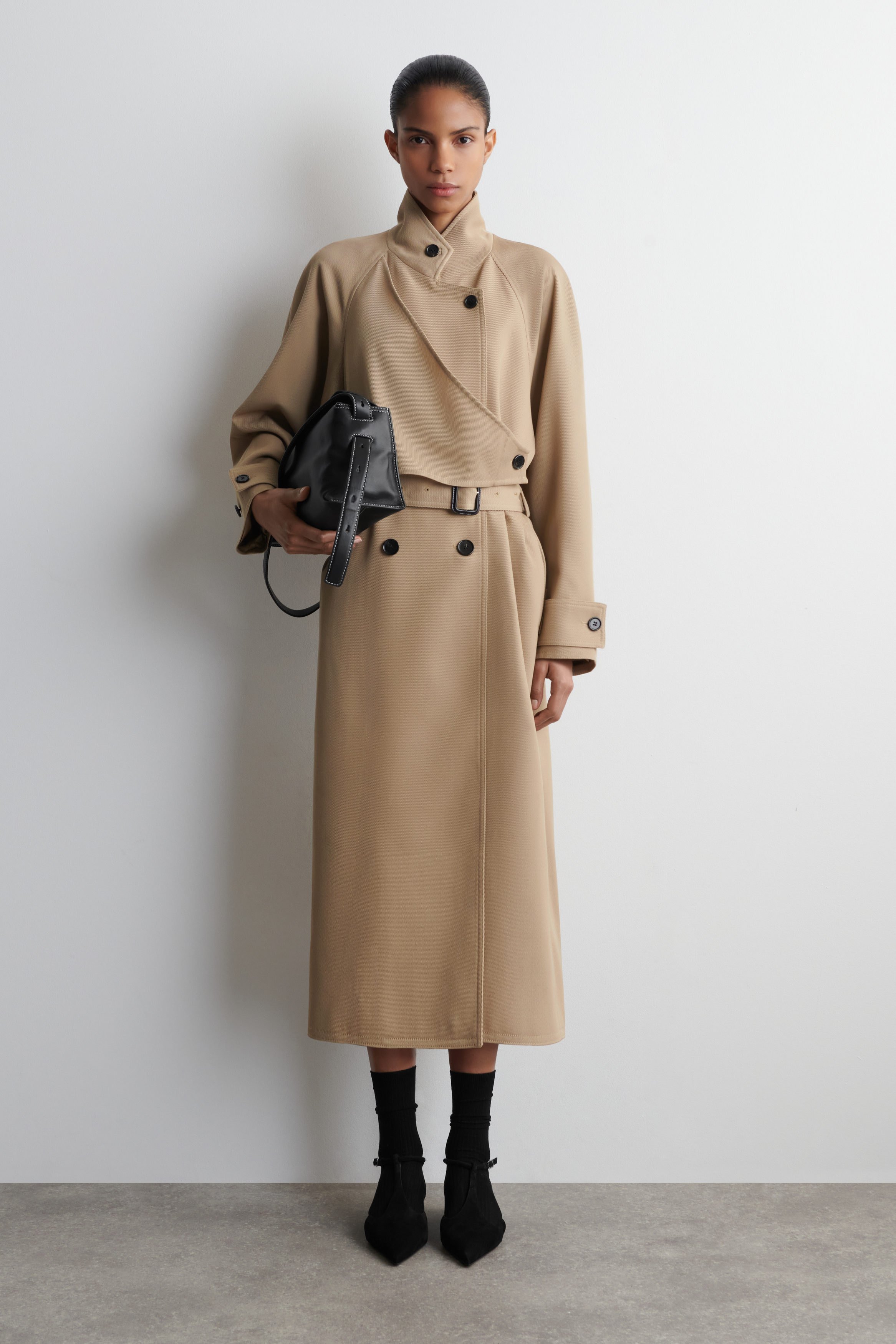 WRAP-OVER WOOL-TWILL TRENCH COAT - BEIGE | COS US