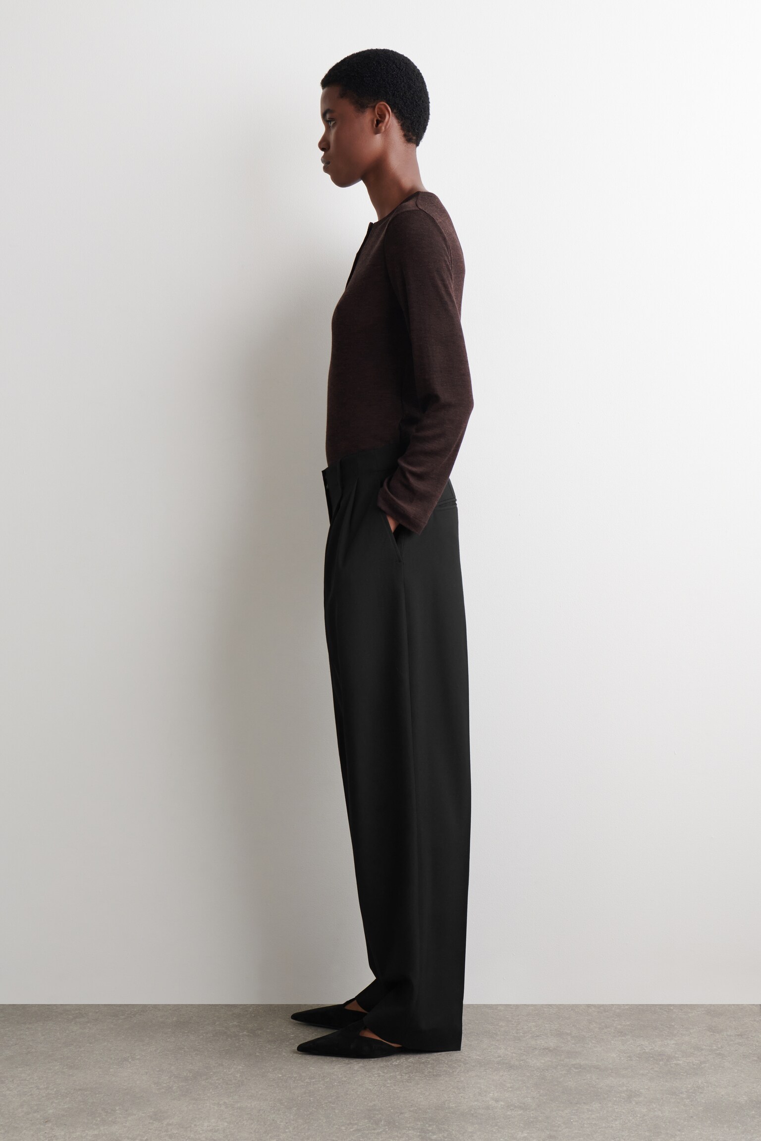 RIBBED WOOL HENLEY TOP - BROWN MÉLANGE/IVORY - 7