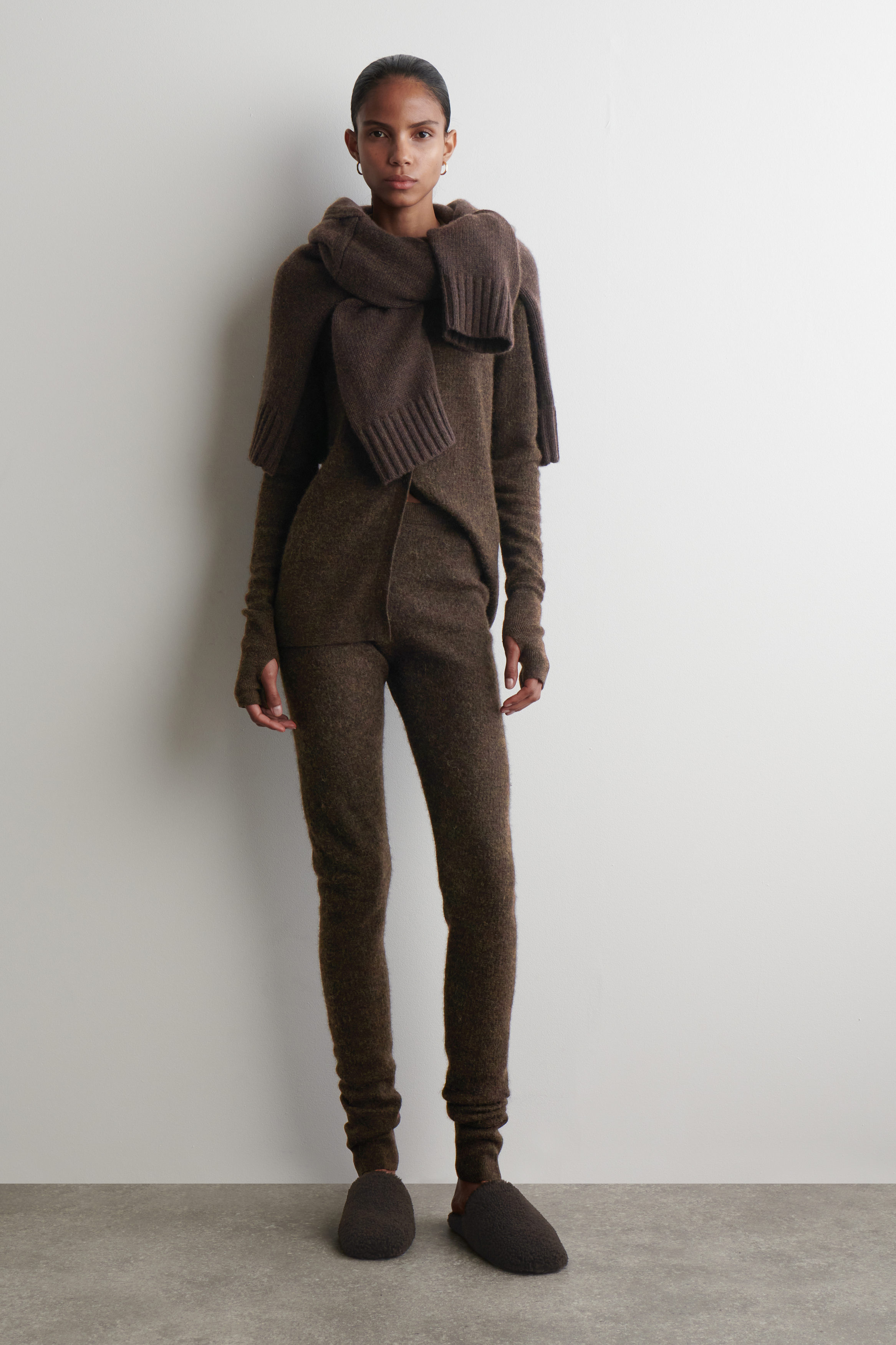 ALPACA MERINO WOOL PANTS - BROWN MÉLANGE | COS US