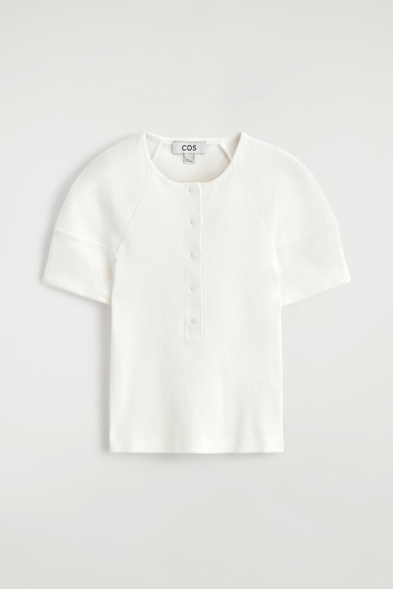 Rounded Ribbed Jersey Henley Top