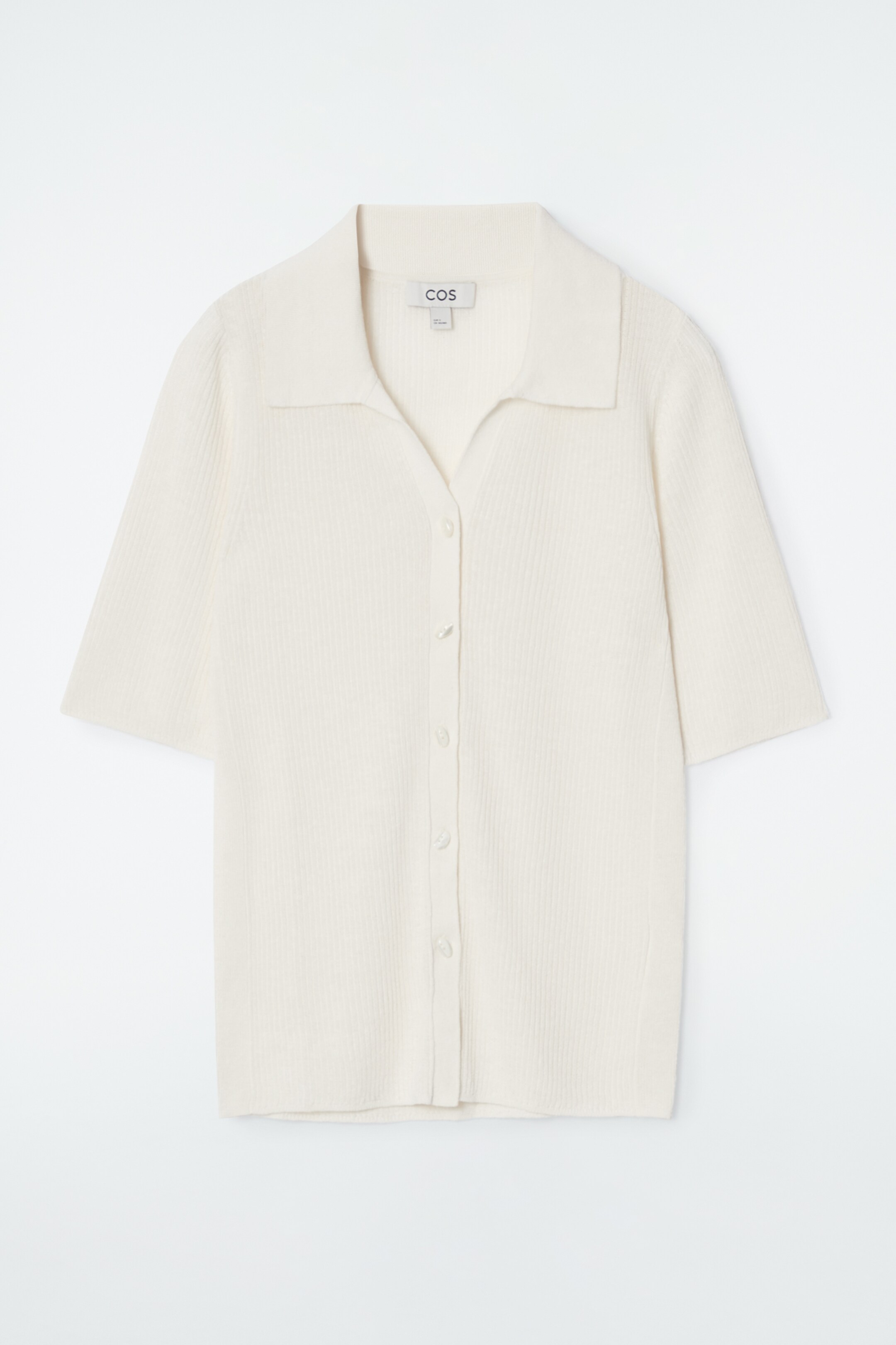 Grösseres Bild ansehen: SCHMAL GESCHNITTENES STRICK-KURZARMHEMD AUS LEINEN - ELFENBEIN - DAMEN | H&M CH 1