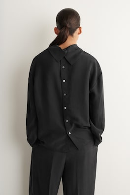 WASHED-SILK MOCK-NECK TOP — BLACK 4