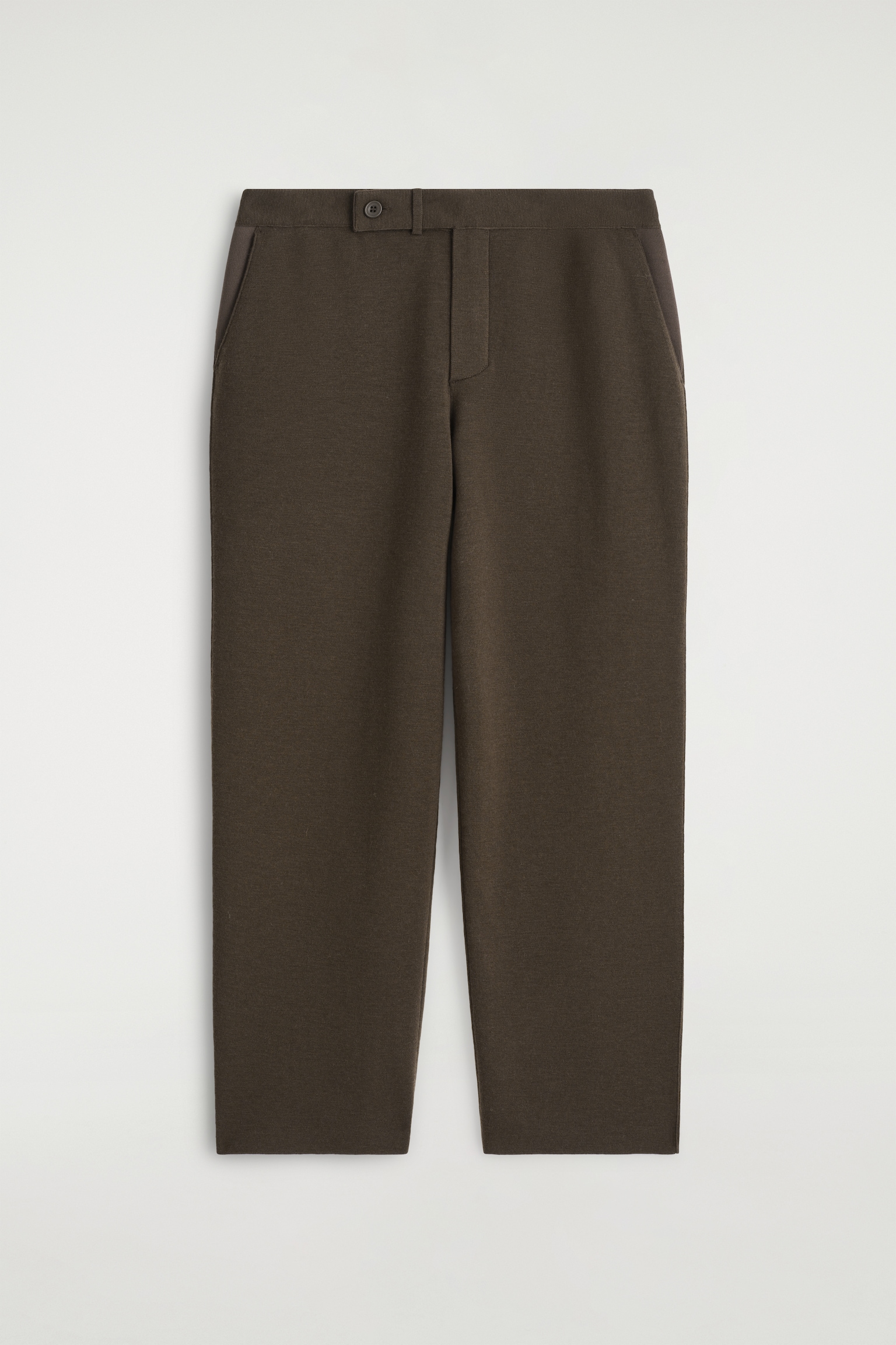 PANTALON DROIT EN MAILLE DE LAINE - BRUN FONCÉ - 2