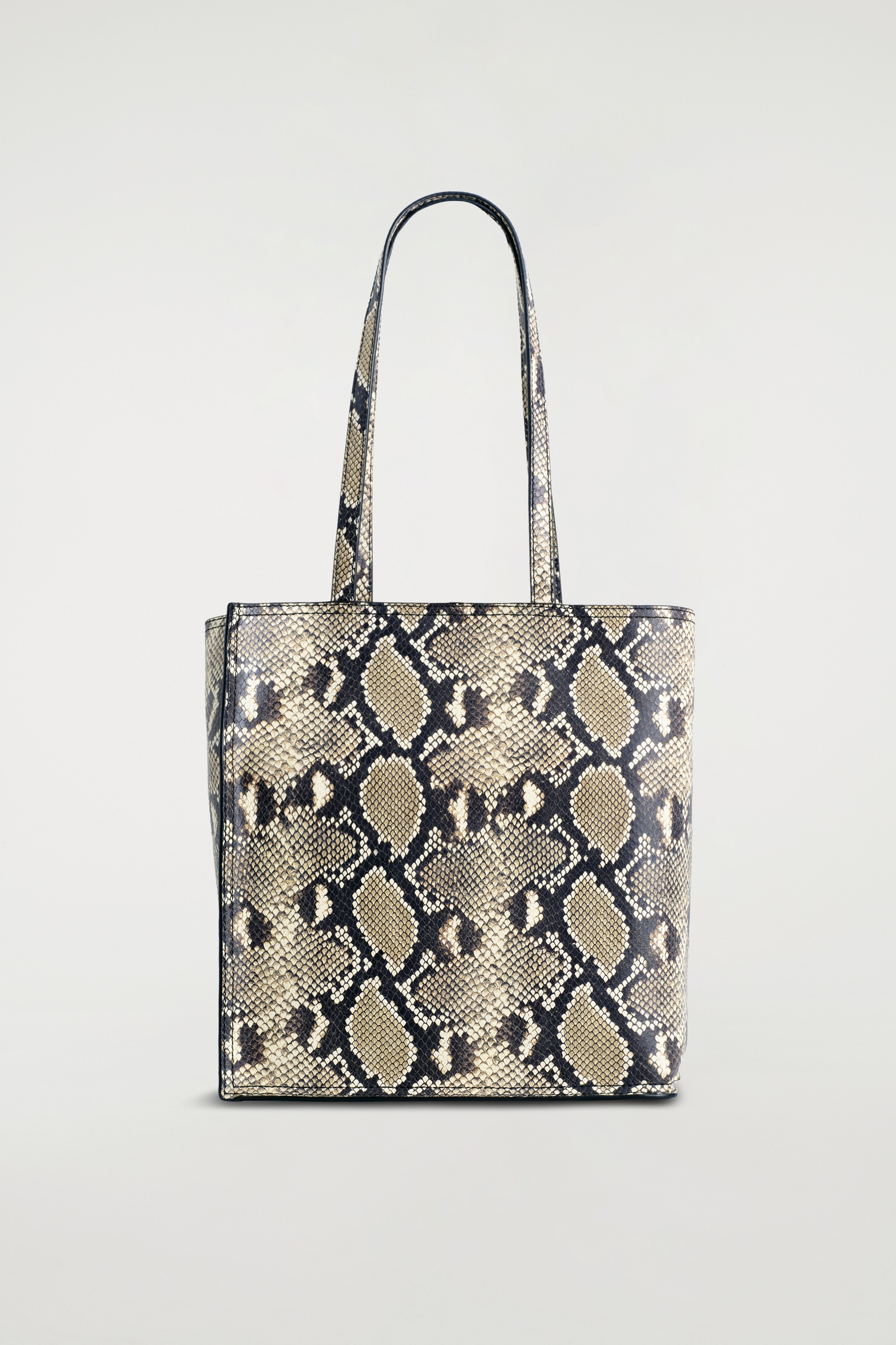 Townhouse shoppertas - leer - Beige / slangenhuid-effect