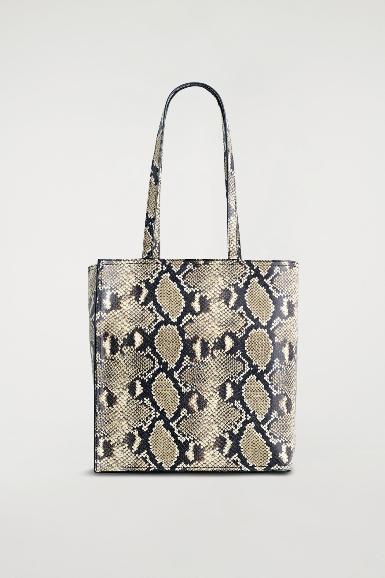 TOWNHOUSE SHOPPER BAG - LEATHER — BEIGE / SNAKESKIN EFFECT