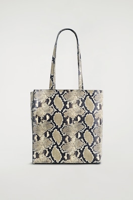 TOWNHOUSE SHOPPER BAG - LEATHER — BEIGE / SNAKESKIN EFFECT 4