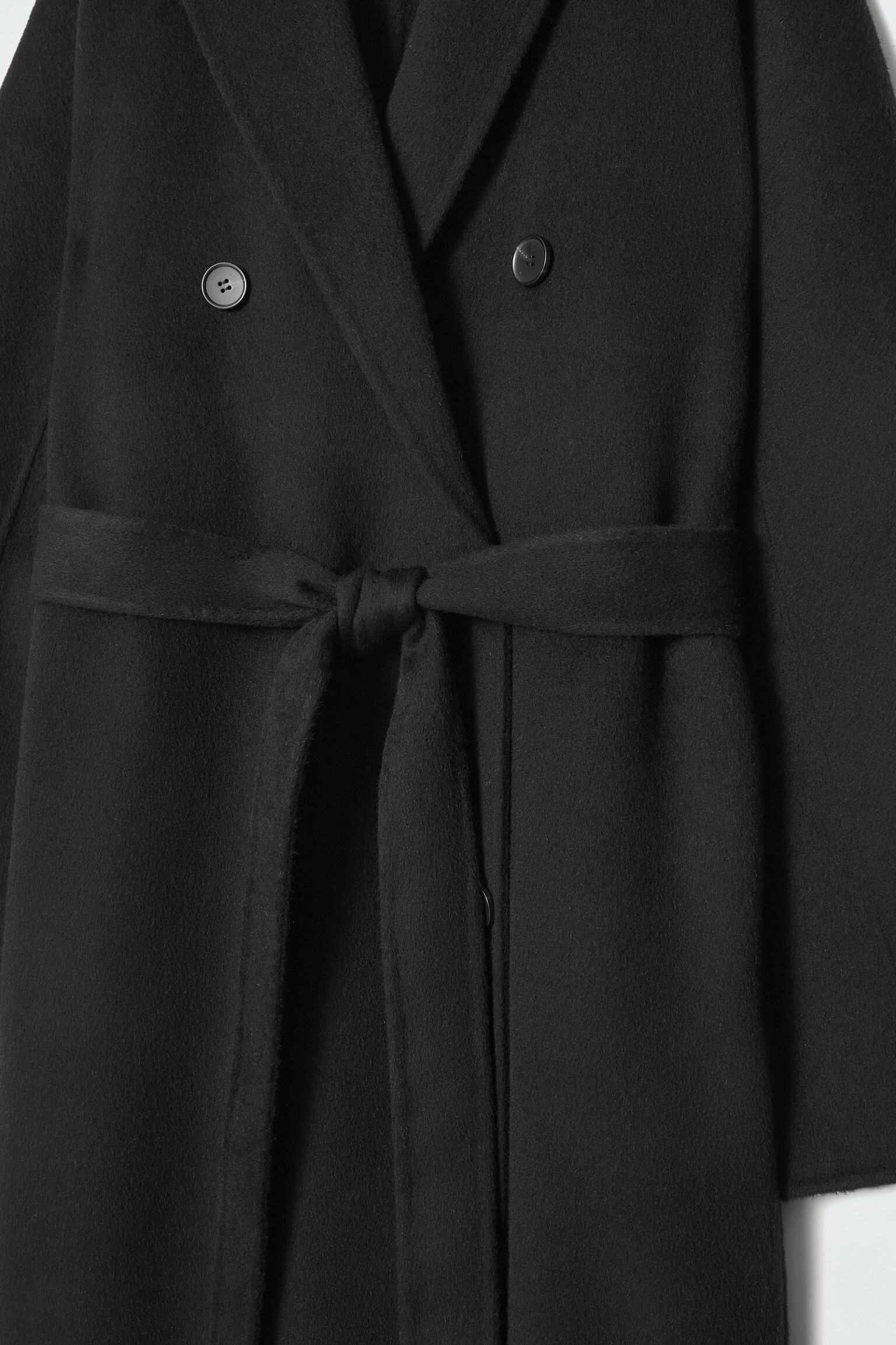 OVERSIZED DOUBLE-BREASTED WOOL COAT - BLACK - 2