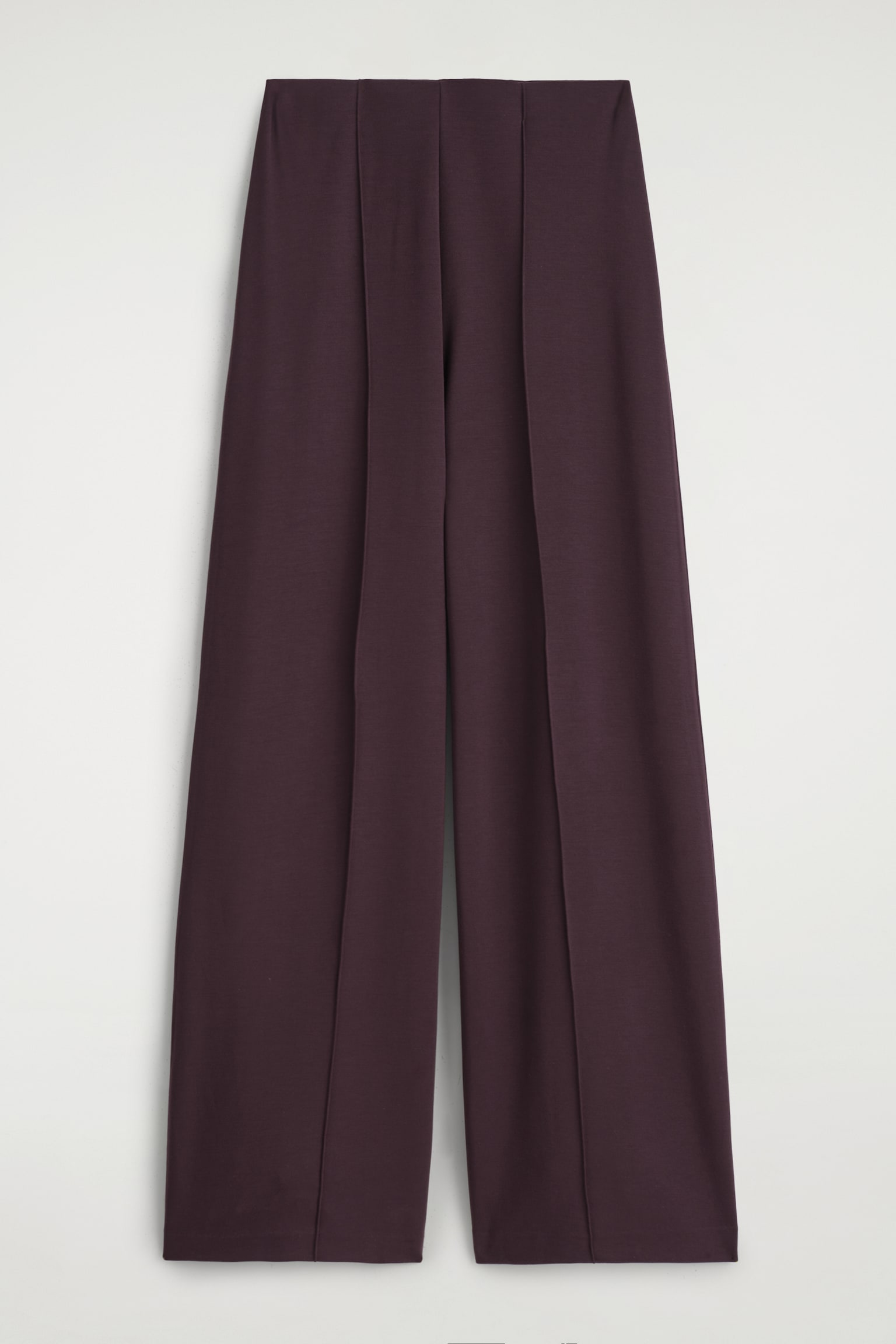 MODAL WIDE-LEG TROUSERS - BURGUNDY/NAVY - 2