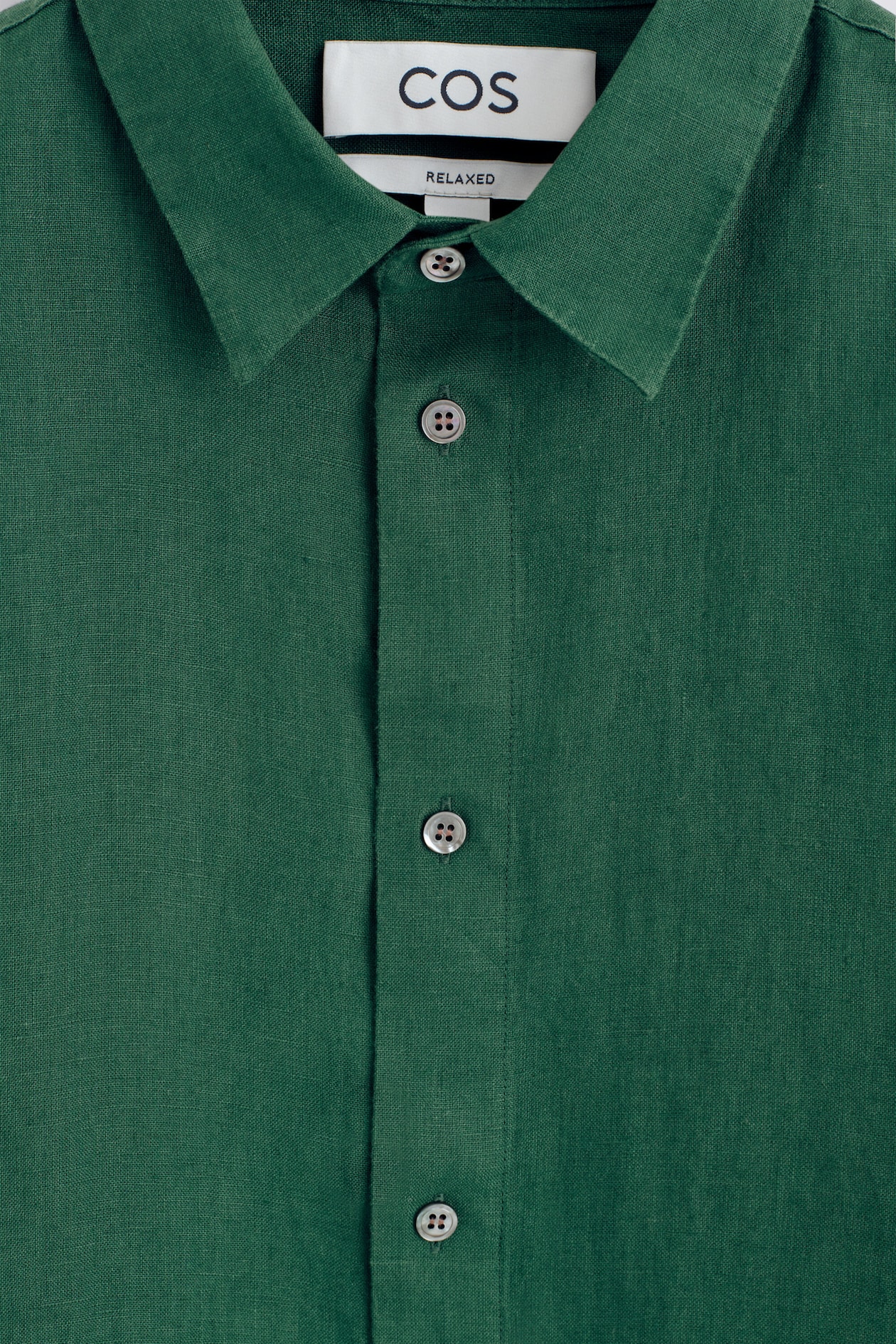 RELAXED LINEN SHIRT — DARK GREEN