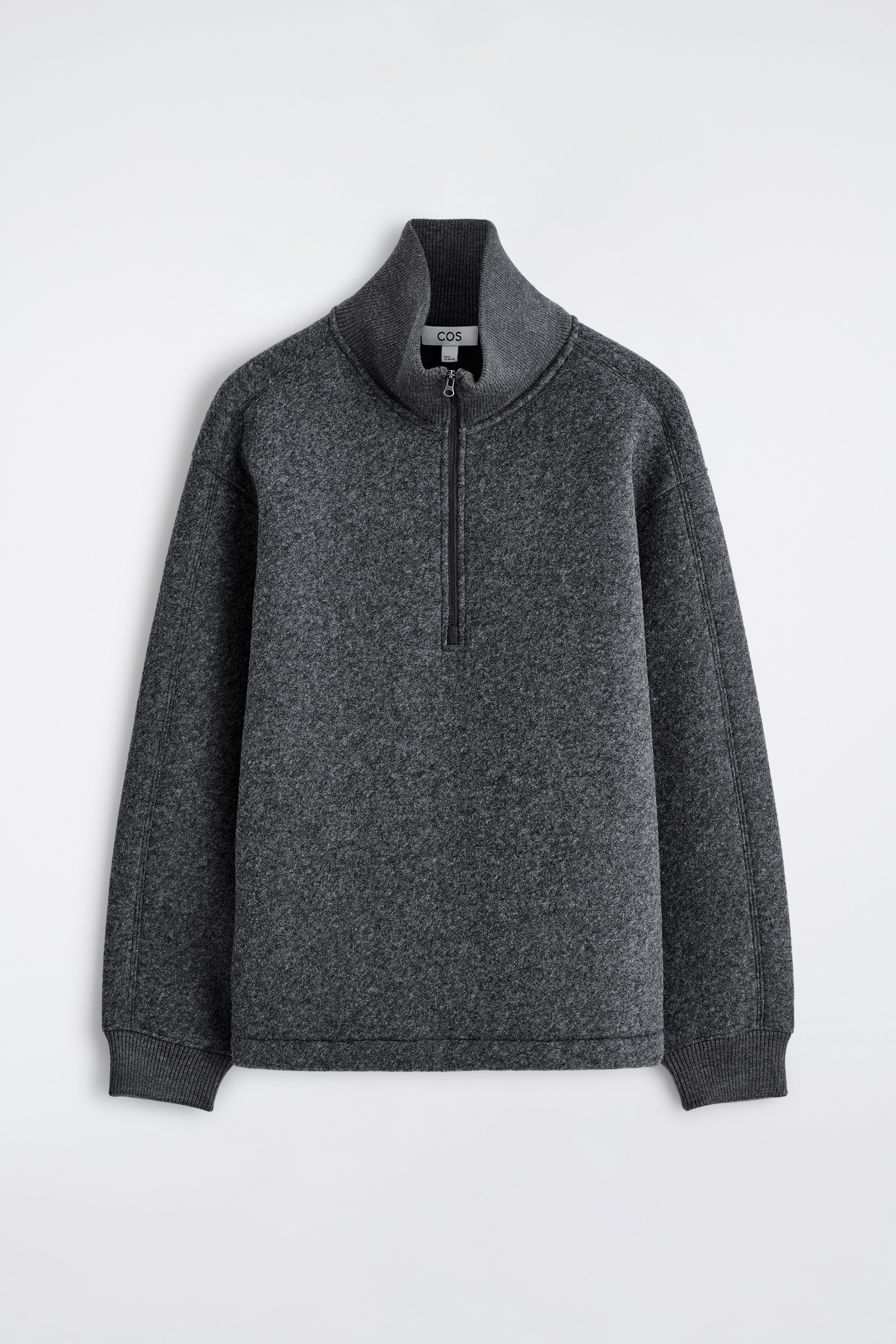 JERSEY OVERSIZE EFECTO NEOPRENO CON CUELLO ALTO - GRIS MARENGO