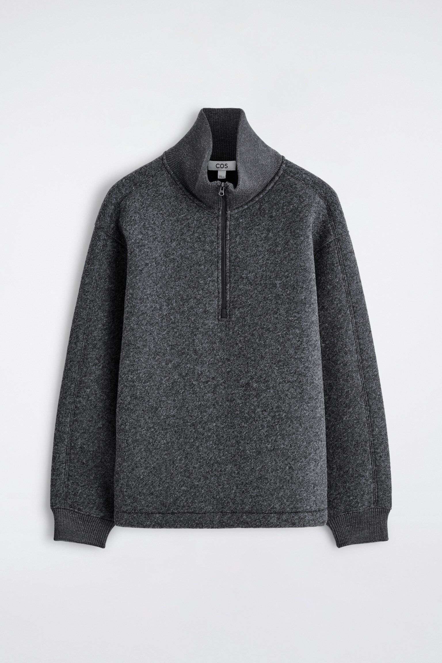 OVERSIZED FELTED-SCUBA FUNNEL-NECK JUMPER - CHARCOAL - 2