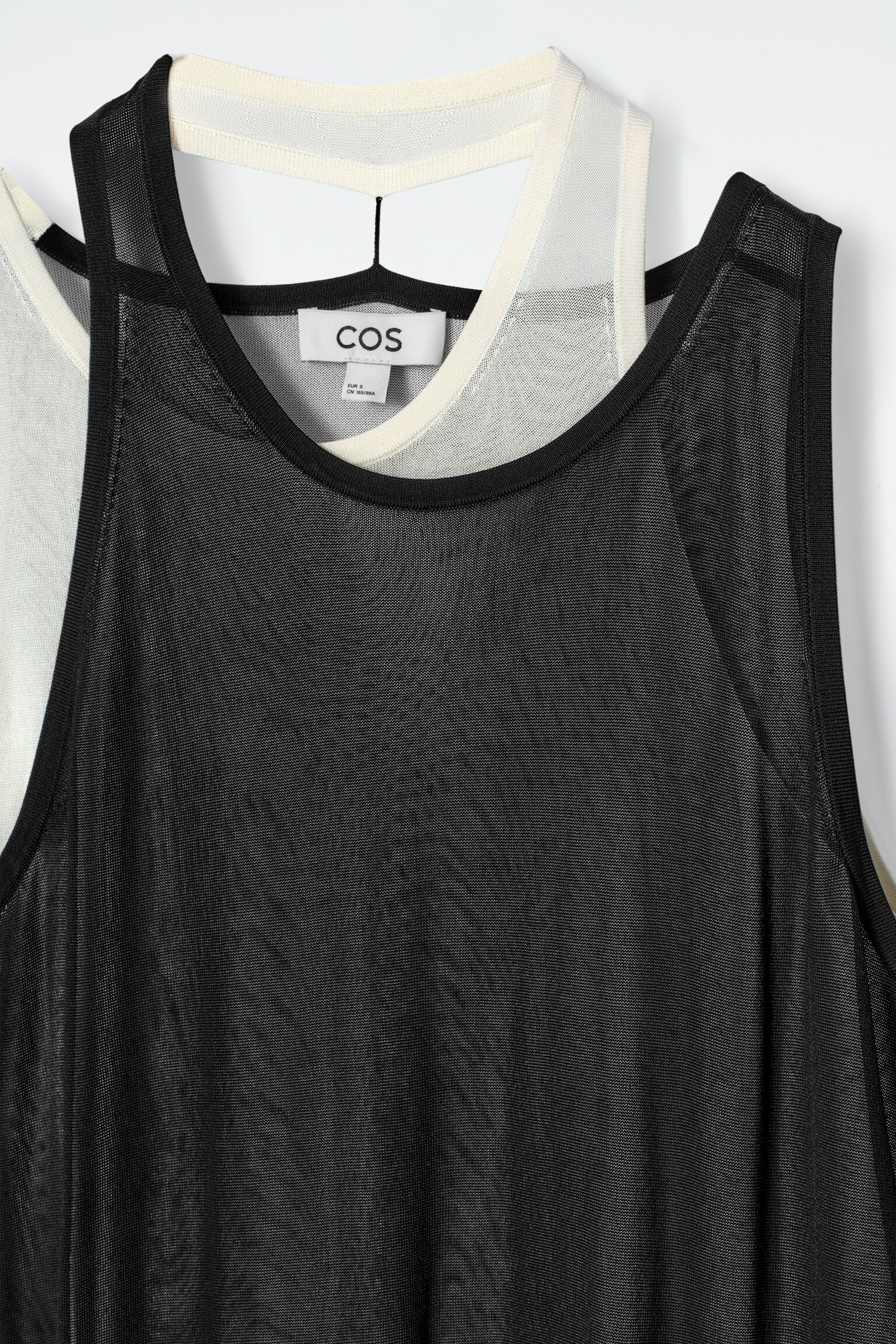 ABITO MIDI IN MAGLIA CON EFFETTO SOVRAPPOSTO - NERO / BIANCO - 5