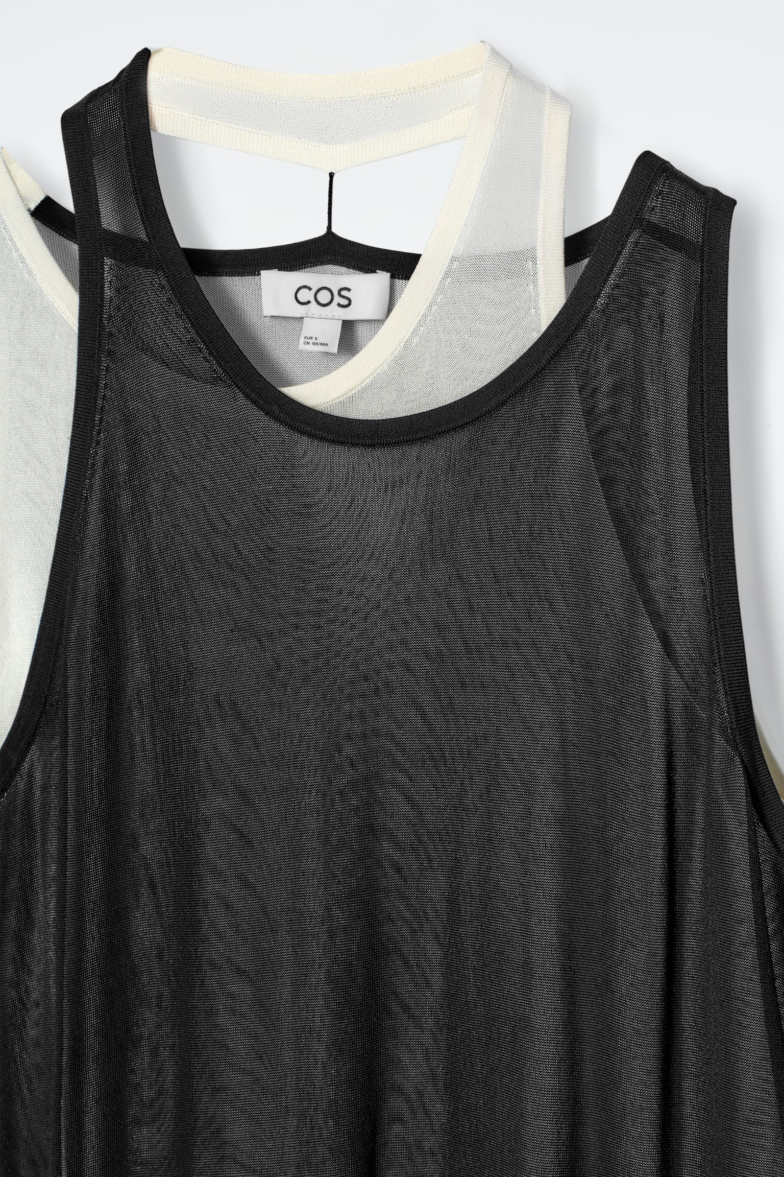VESTIDO SUPERPUESTO DE PUNTO - NEGRO/BLANCO - 6