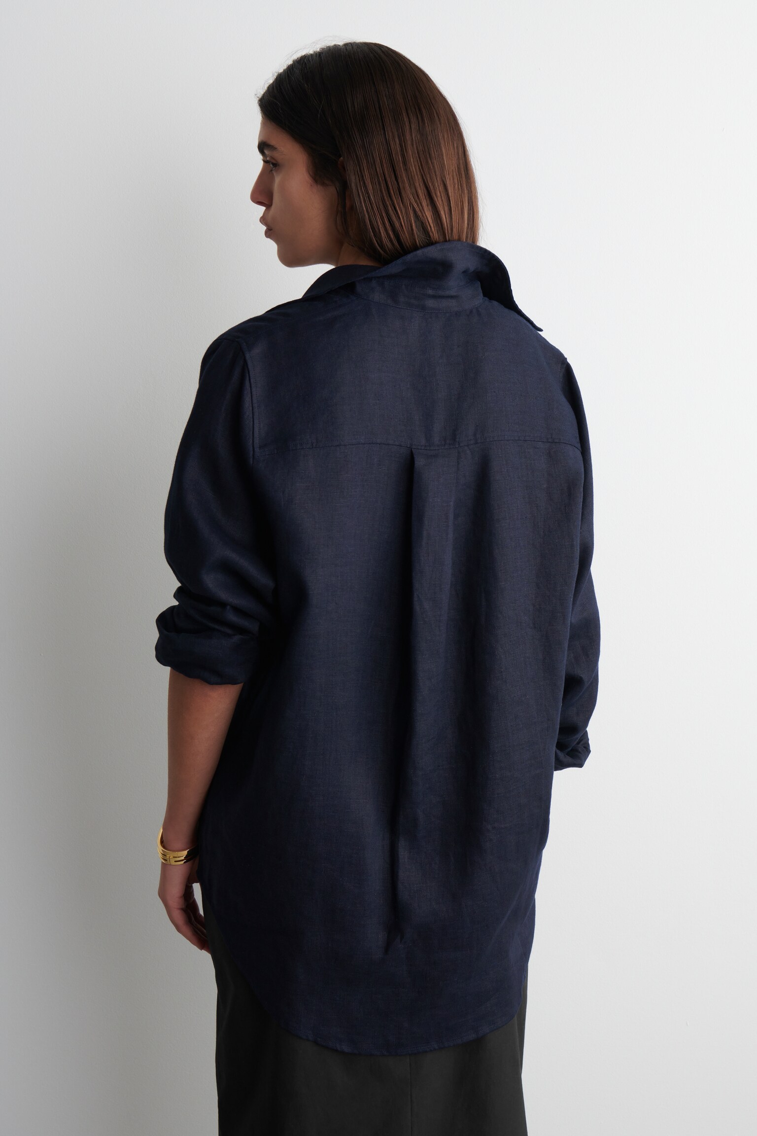 CHEMISE OVERSIZE EN LIN - BLEU MARINE/VERT PÂLE/JAUNE BEURRE/BLANC - 5