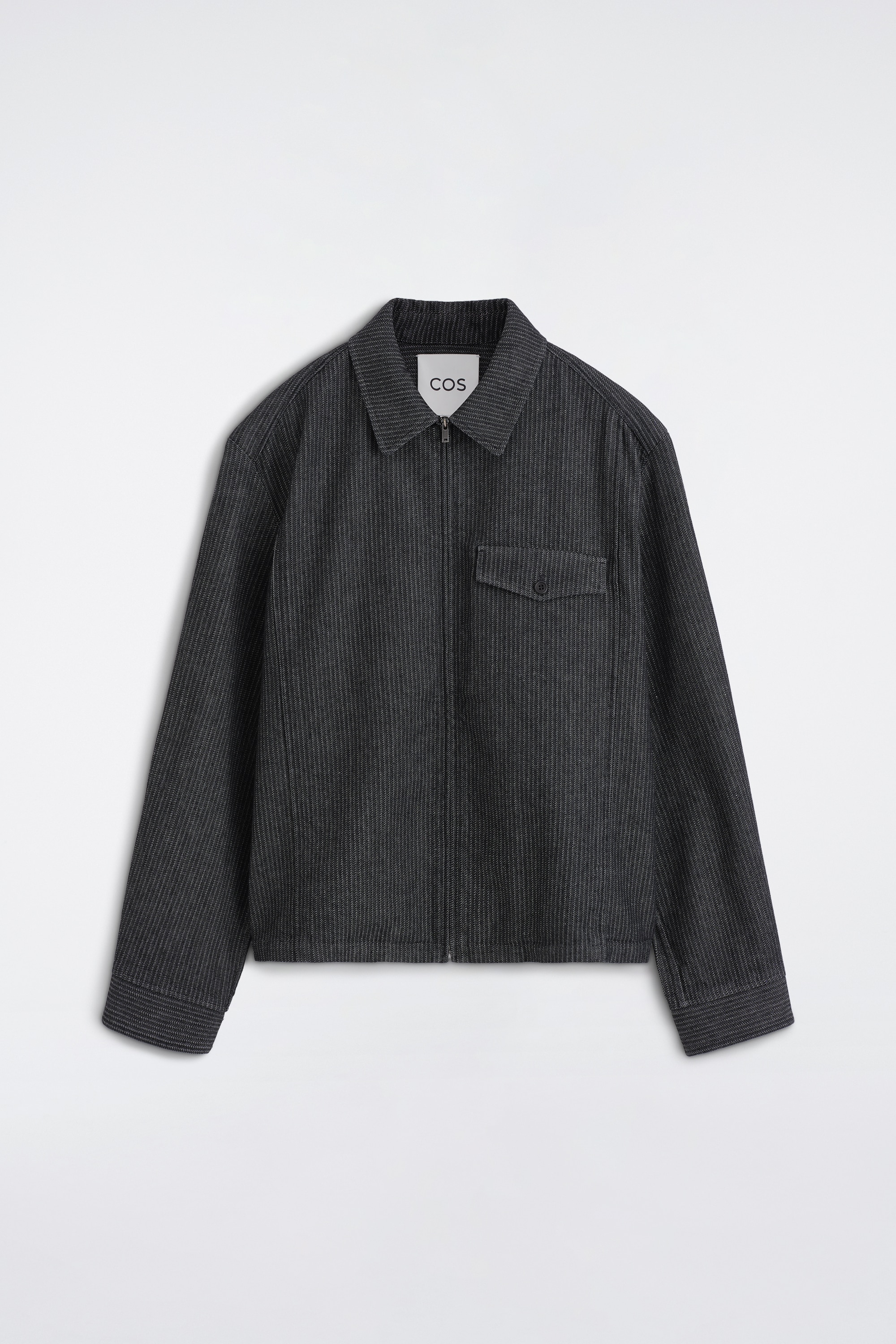 OVERSHIRT IN DENIM GESSATO CON CERNIERA - NERO / GESSATO