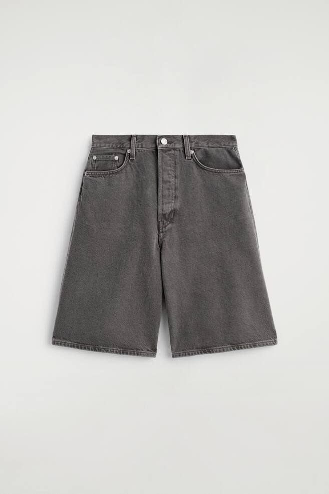 KNIELANGE JEANSSHORTS - DUNKELBRAUN/WEISS/HELLBLAU - 1