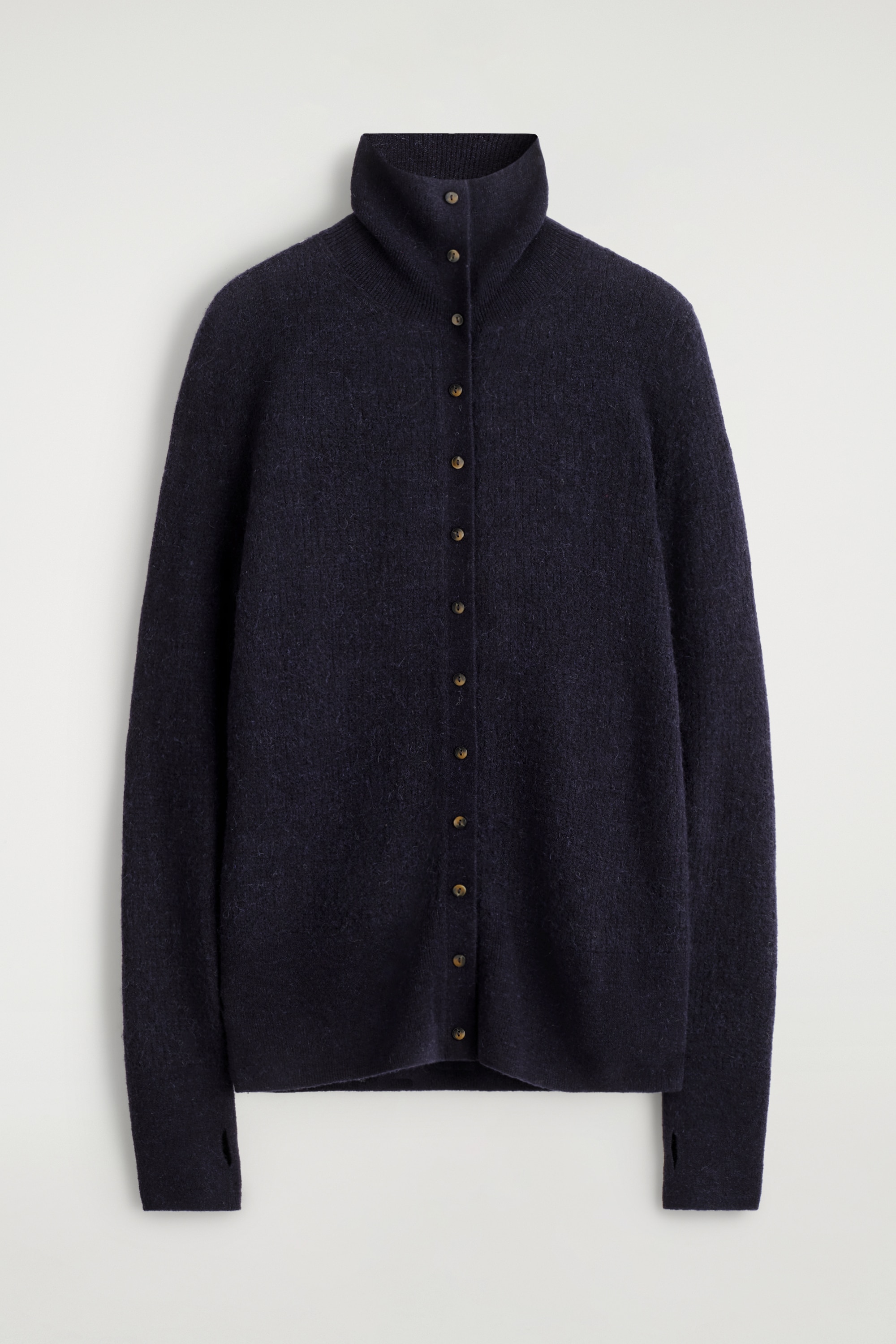 ΖΑΚΕΤΑ ΥΨΗΛΟΥ ΛΑΙΜΟΥ ΑΠΟ ΑΛΠΑΚΑ ΚΑΙ ΜΑΛΛΙ MERINO - NAVY MÉLANGE/BROWN MÉLANGE