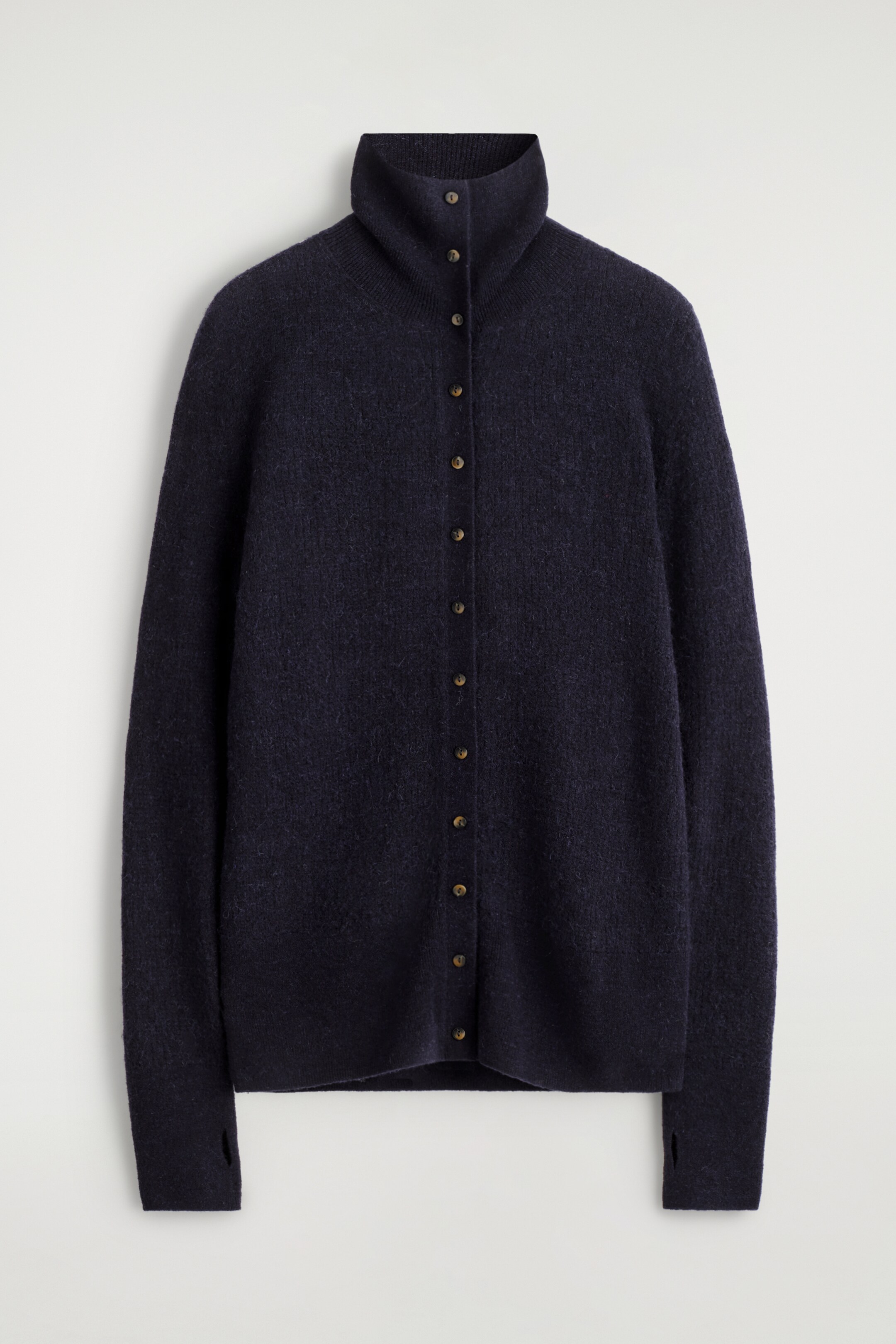 Agrandir l'image: CARDIGAN À COL HAUT EN ALPAGA ET LAINE MÉRINOS - BLEU MARINE CHINÉ - FEMME | H&M BE 6