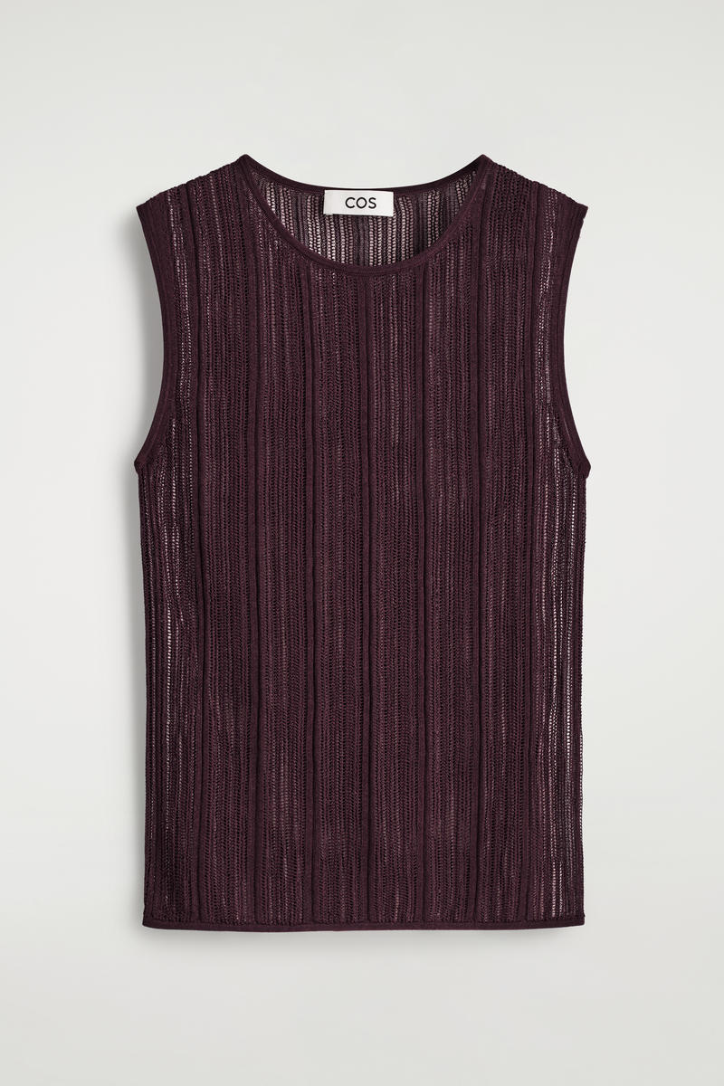 Sheer Lace-Knit Tank Top