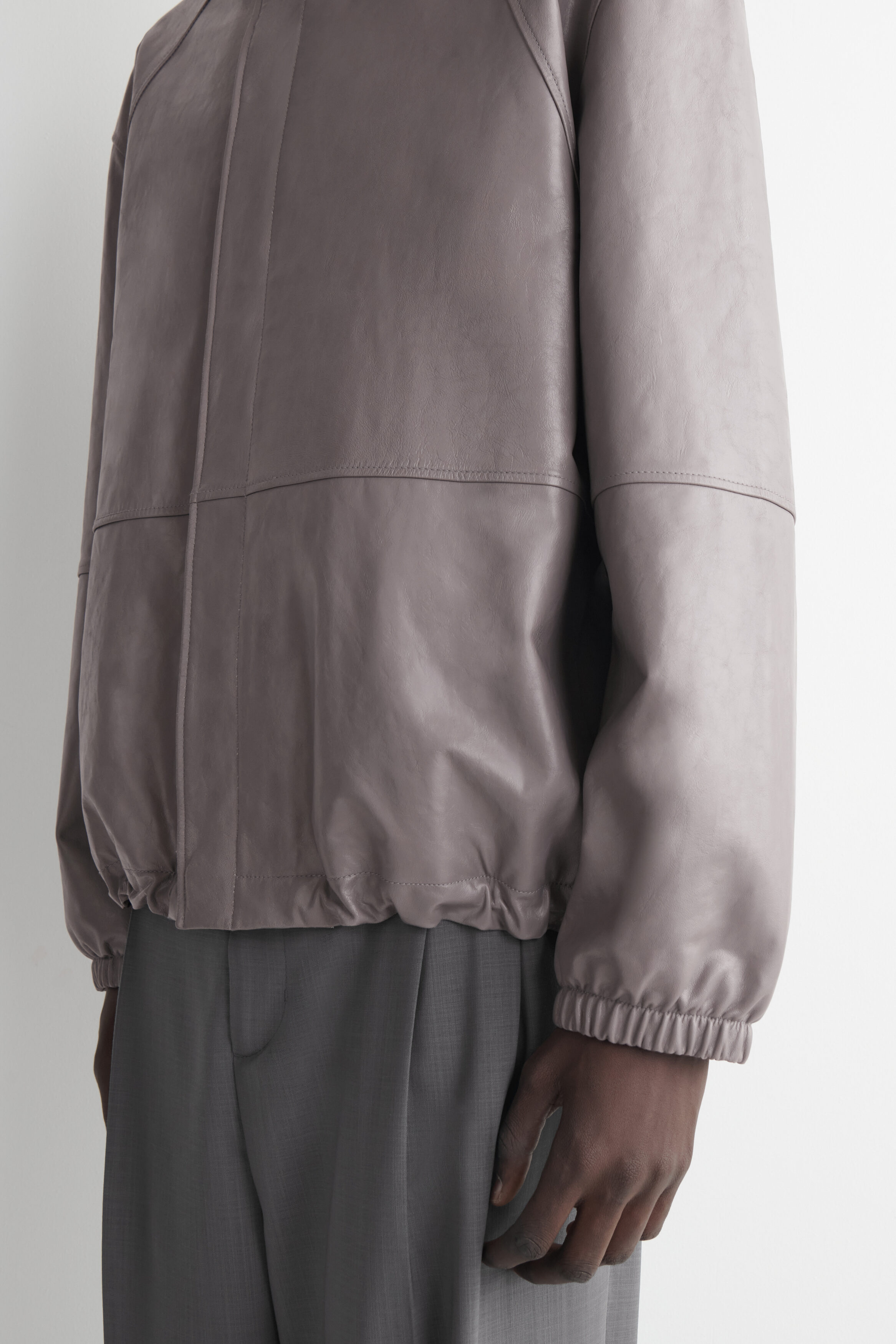 LEATHER BLOUSON JACKET - STEEL | COS US