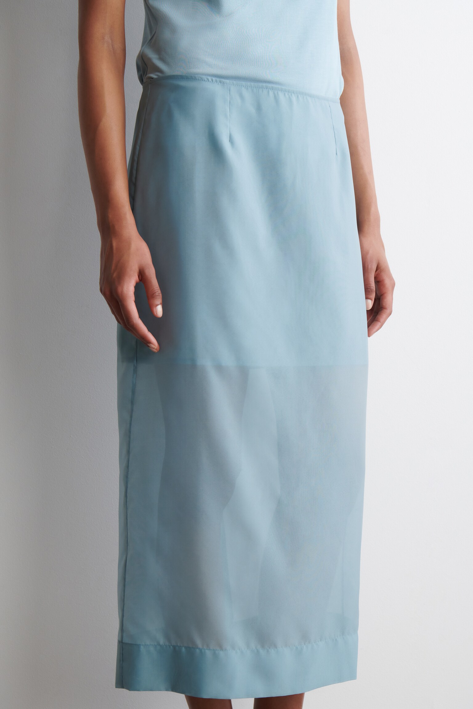 JUPE COLONNE DIAPHANE - BLEU/NOIR/PÊCHE - 4