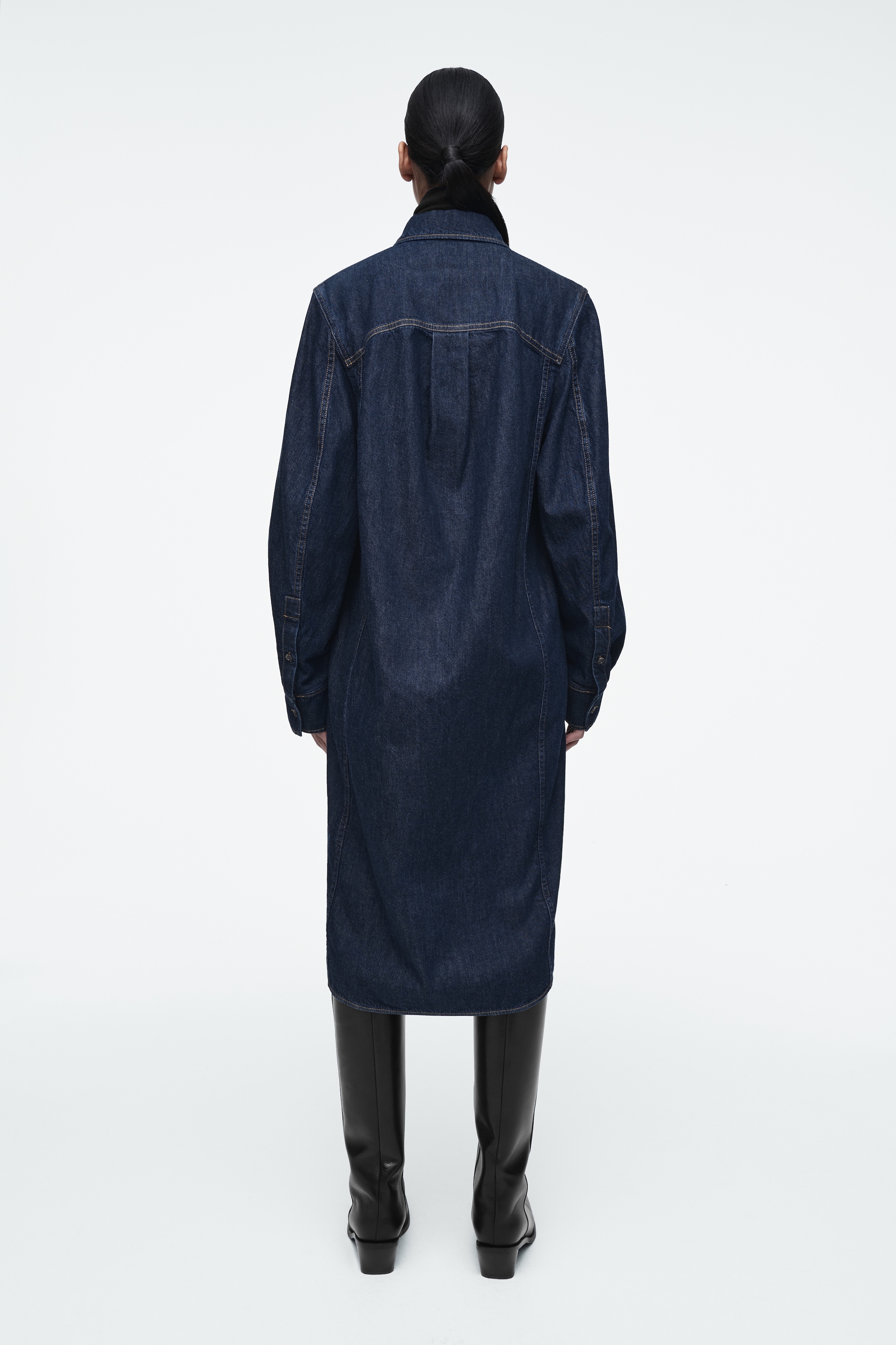 Agrandir l'image: ROBE-CHEMISE MIDI DENIM - INDIGO FONCÉ - FEMME | H&M CH 5