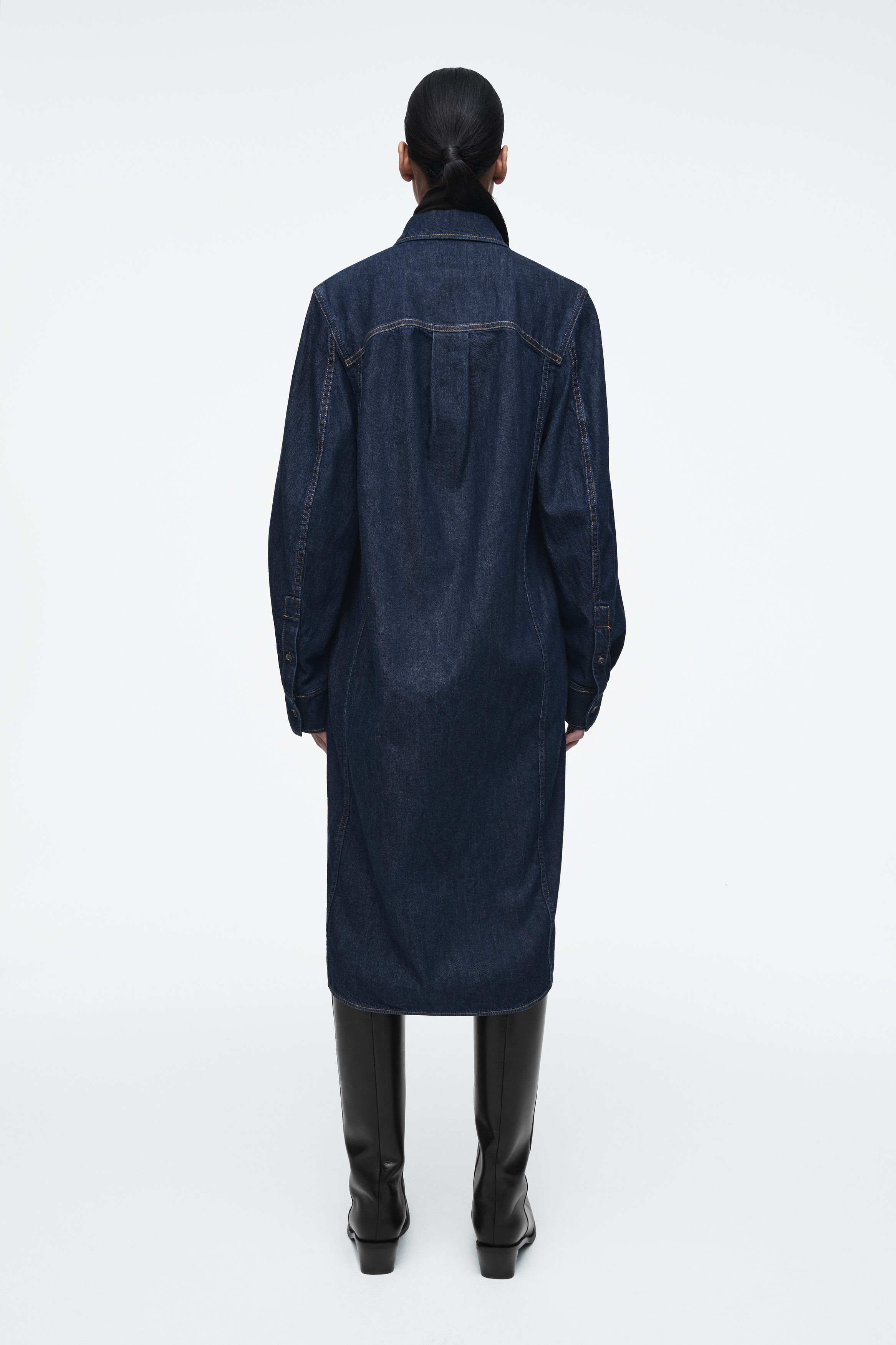 DENIM MIDI SHIRT DRESS - DARK INDIGO | COS