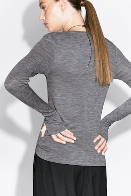SLIM MERINO WOOL TOP — GRAY MÉLANGE 4
