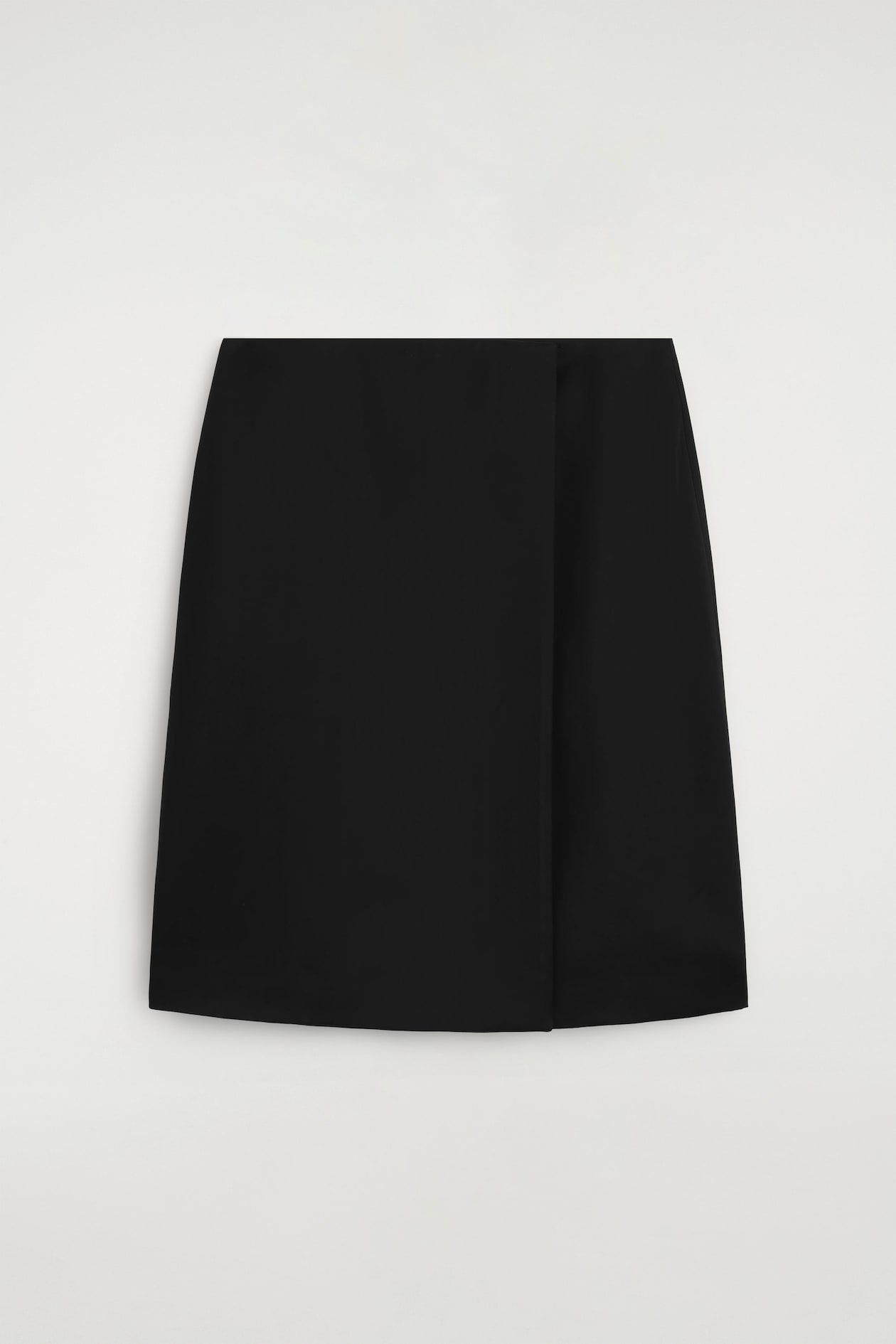 SATIN WRAP SKIRT — BLACK
