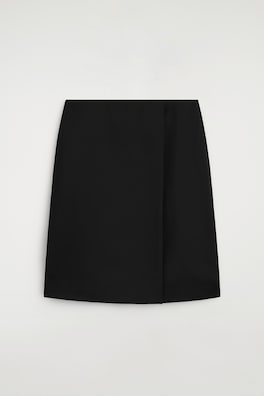 SATIN WRAP SKIRT — BLACK 6