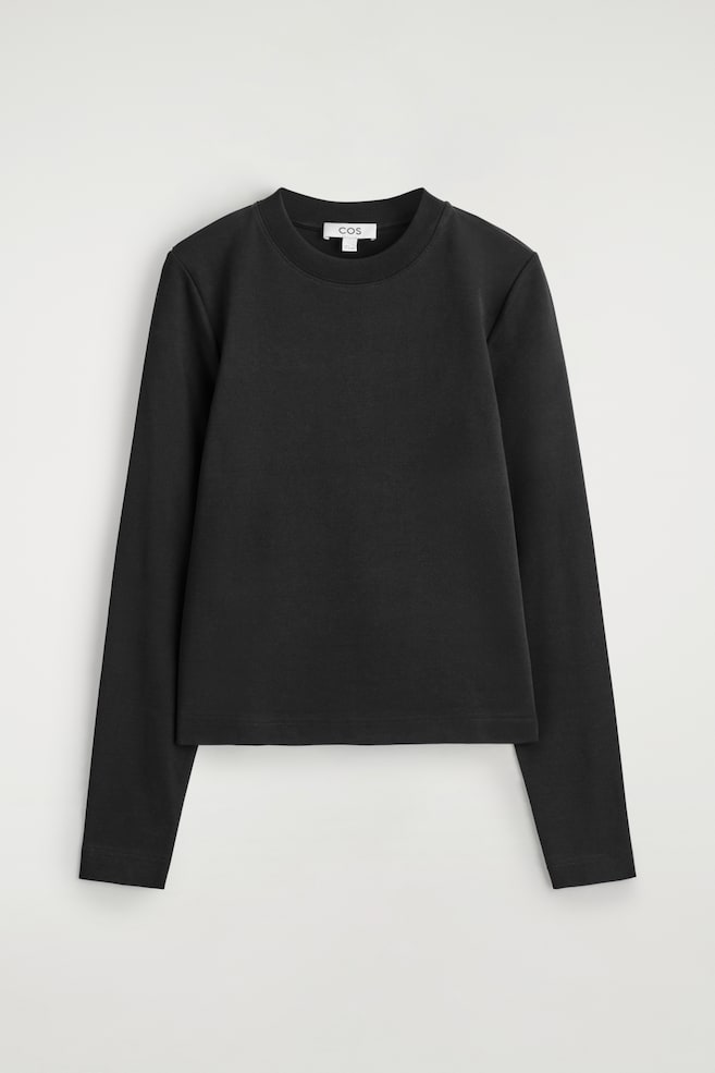 T-SHIRT A MANICHE LUNGHE DALLE LINEE PULITE - NERO/BIANCO - 1