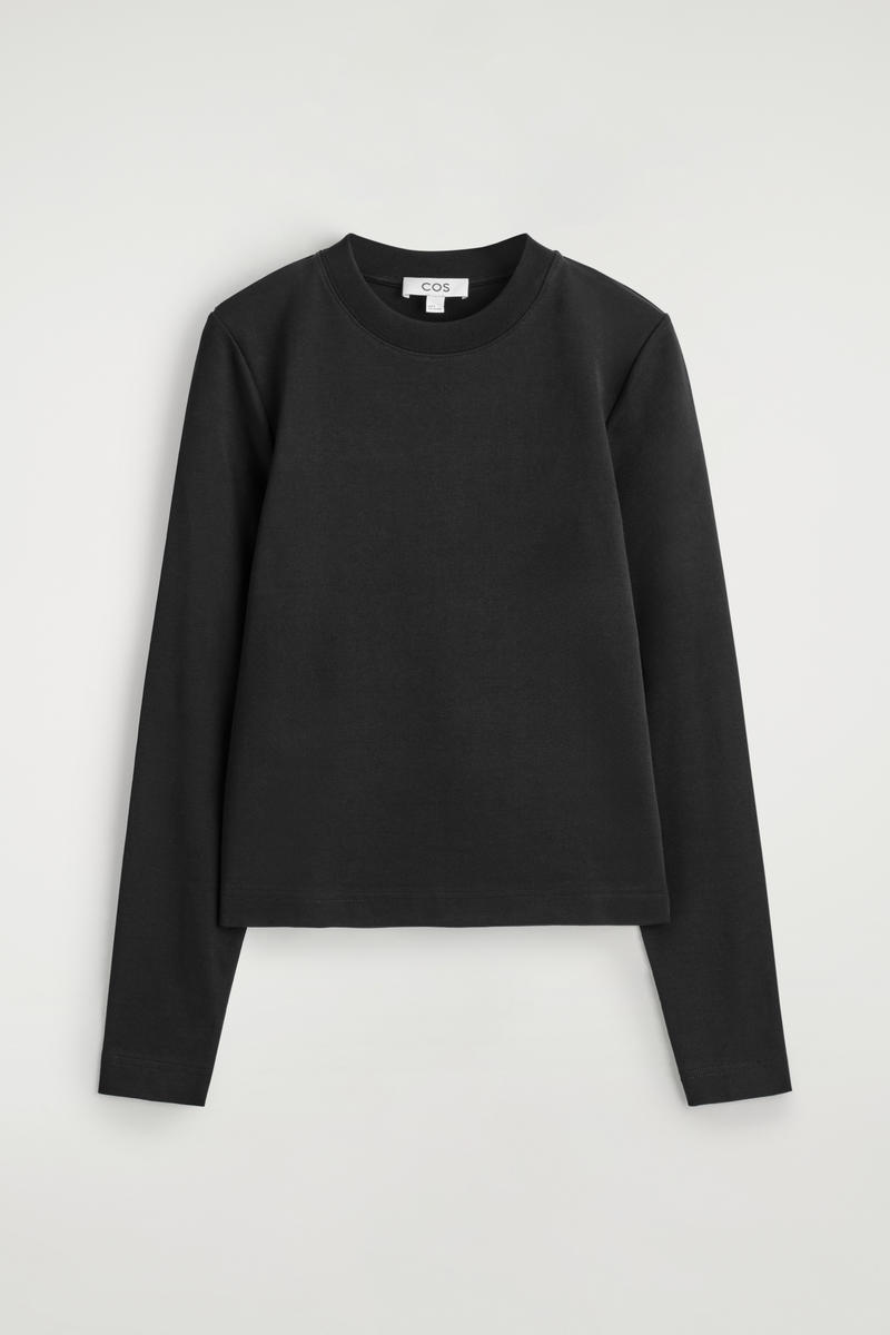 COS Clean Cut Long-Sleeved T-Shirt Black Women's Medium