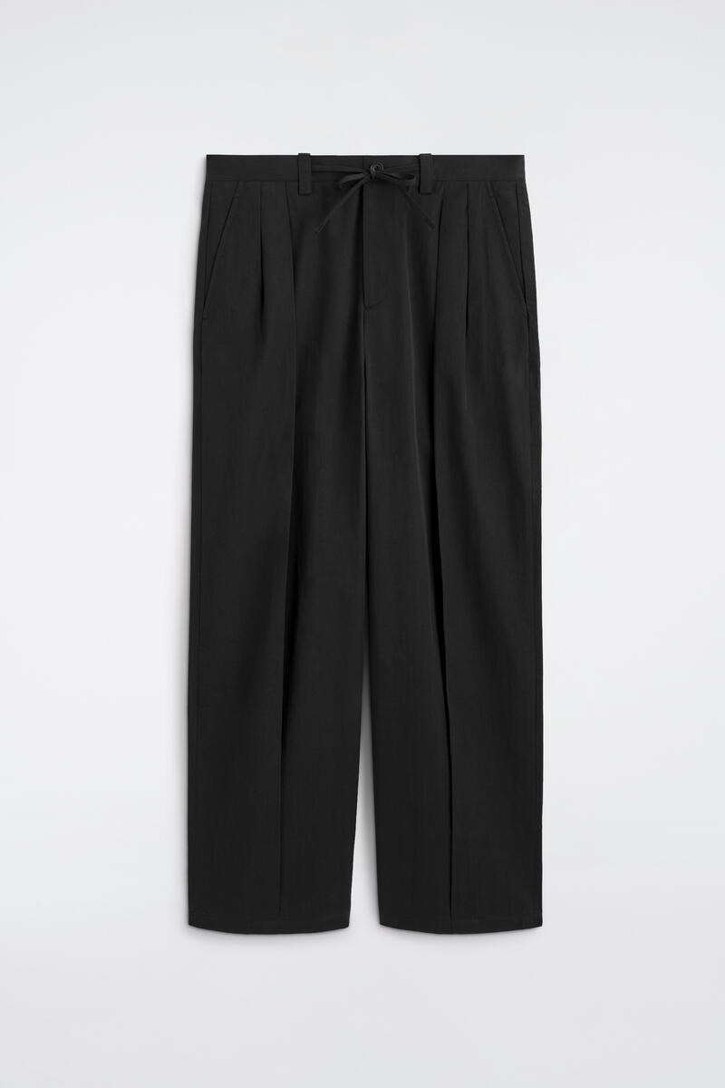 Cotton Relaxed Wide-Leg Drawstring Pants