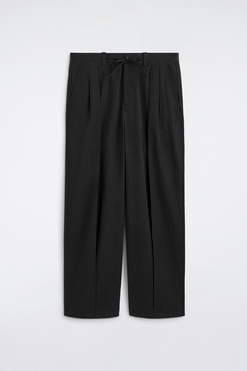 COS Cotton Relaxed Wide-Leg Drawstring Trousers Black Men's Size 54