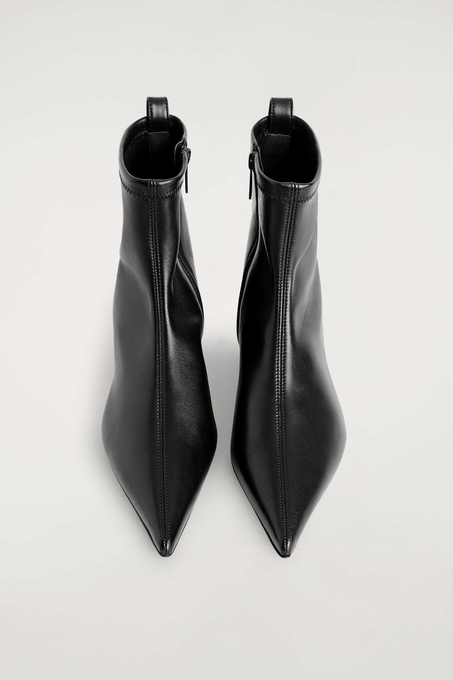 BOTTINES CHAUSSETTES POINTUES EN CUIR - NOIR - 3