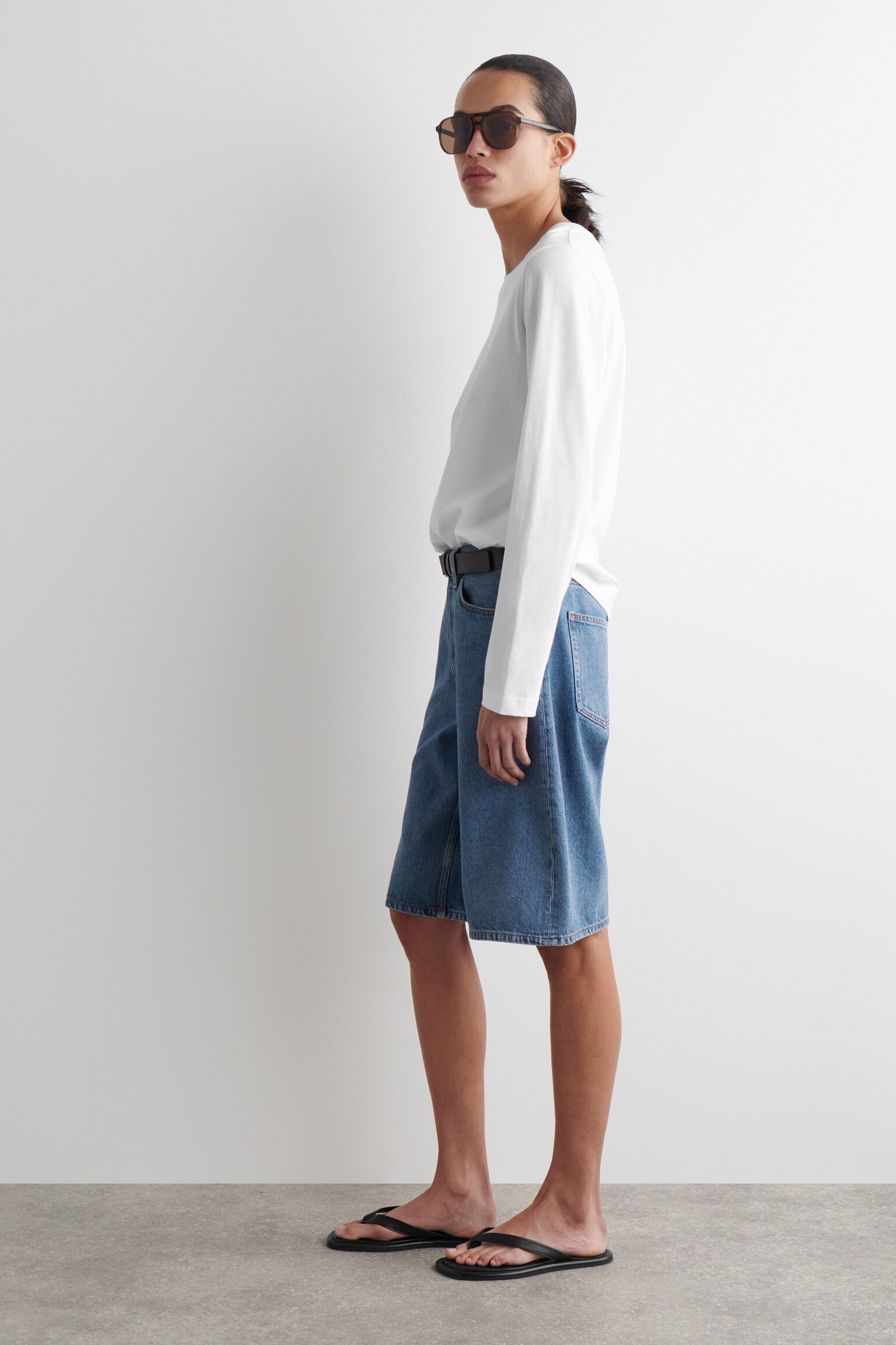 LONGLINE DENIM SHORTS - BLUE/LIGHT BLUE/CHALK/LIGHT BEIGE - 3
