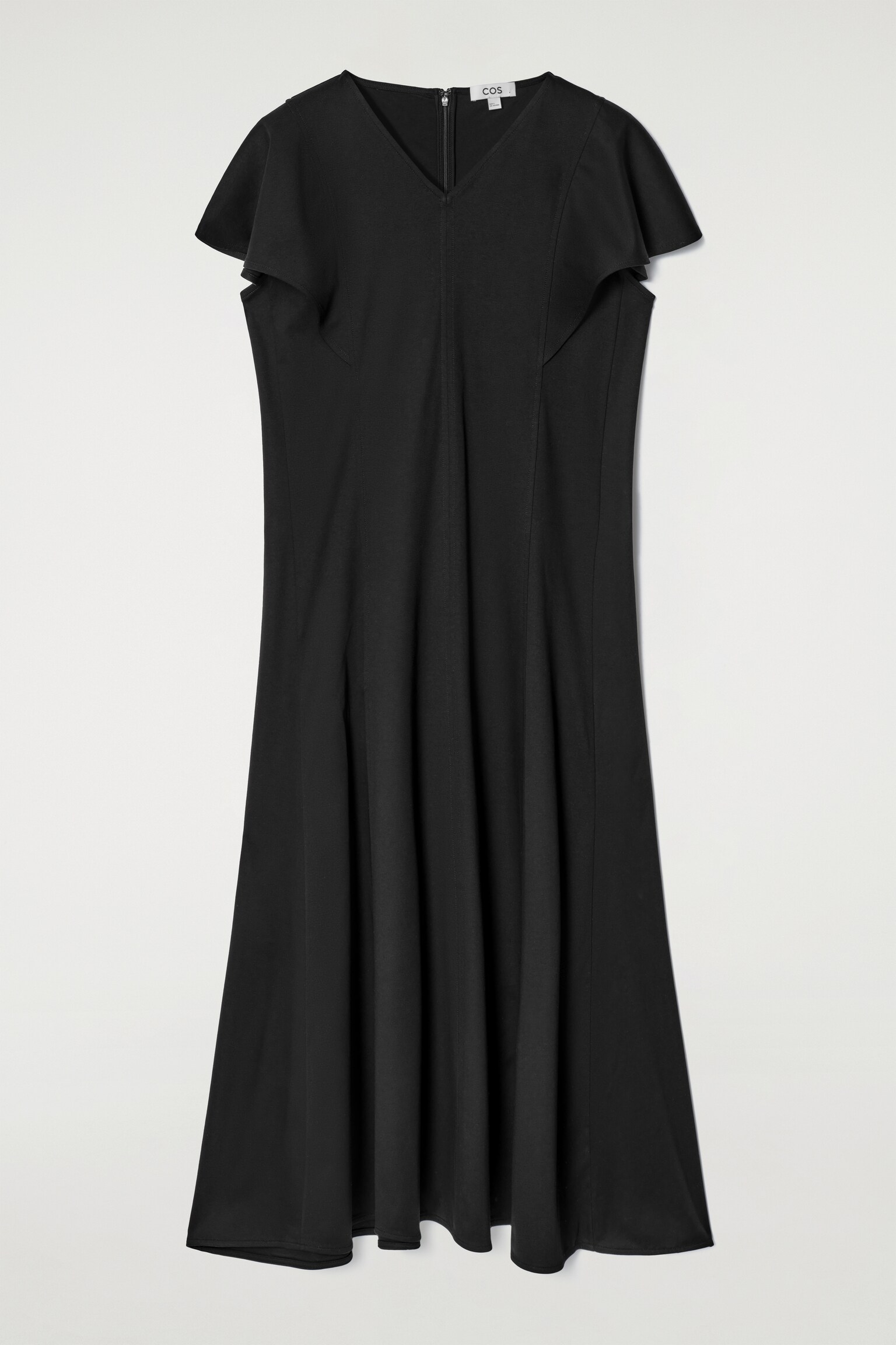 VESTIDO MIDI DE ALGODÓN CON MANGAS PÉTALO - NEGRO/VERDE CLARO - 2