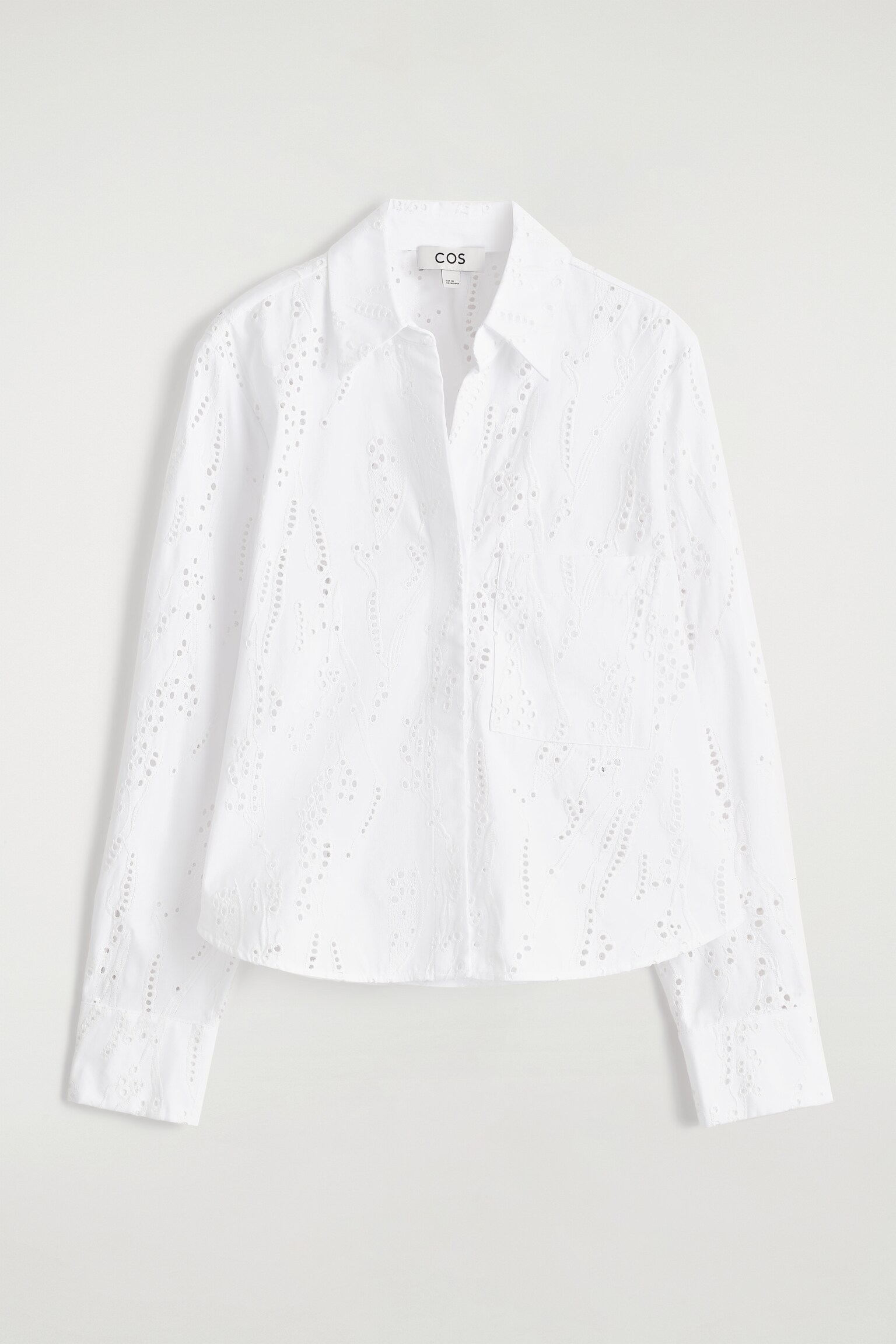 CROPPED BRODERIE ANGLAISE SHIRT - BLANC - 2